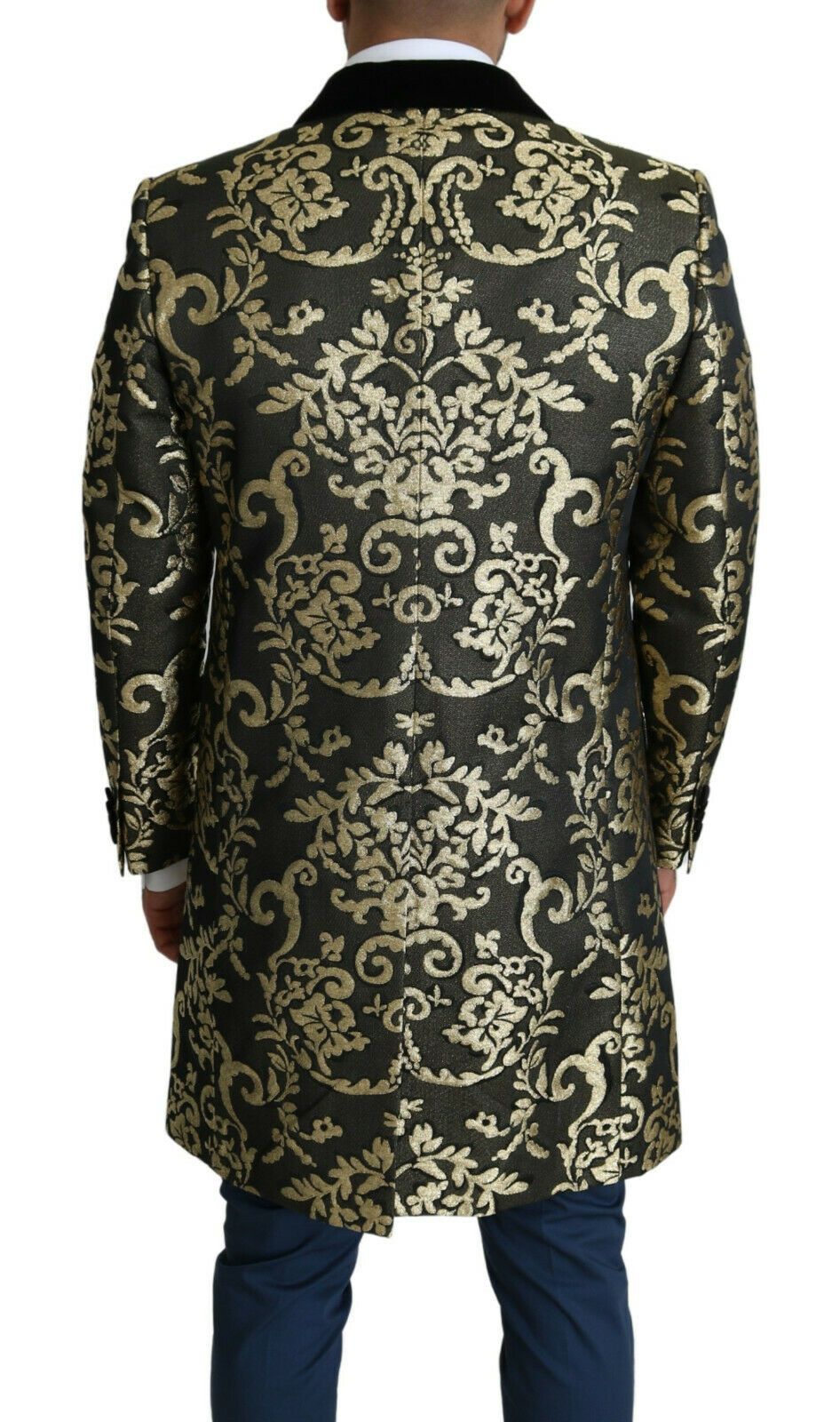 Dolce & Gabbana Black Gold Jacquard Long Coat SICILIA Jacket | Regal Royce