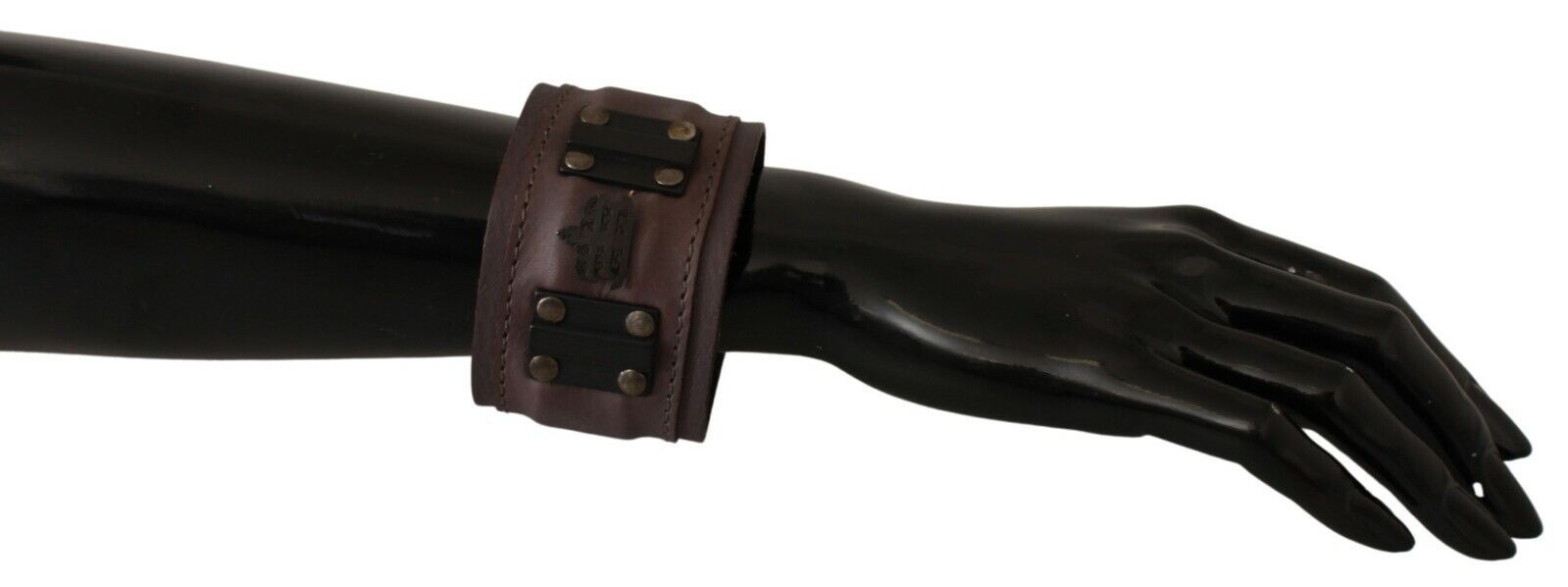 Scervino Street Brown Leather Branded Wide Buckle Closure Bracelet | Regal Royce