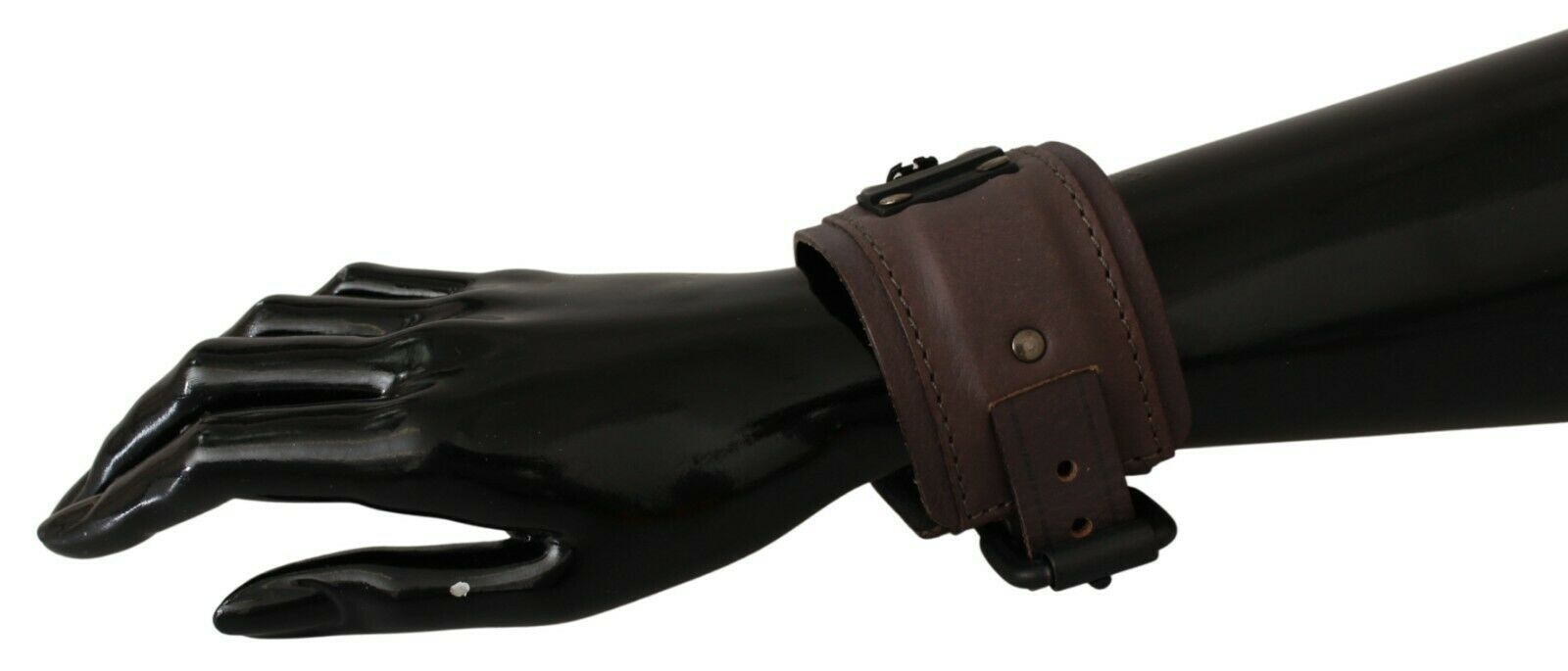 Scervino Street Brown Leather Branded Wide Buckle Closure Bracelet | Regal Royce