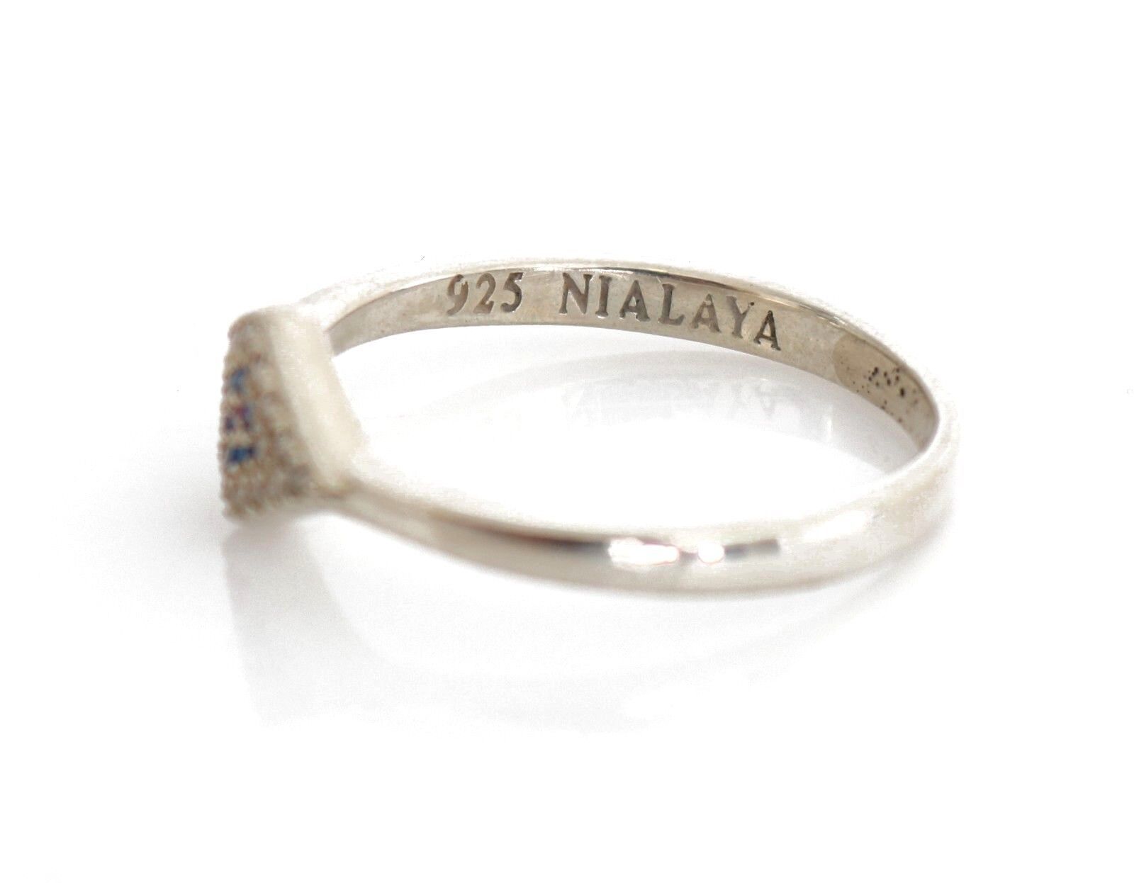 Nialaya Blue Red CZ 925 Silver Womens Clear Ring | Regal Royce