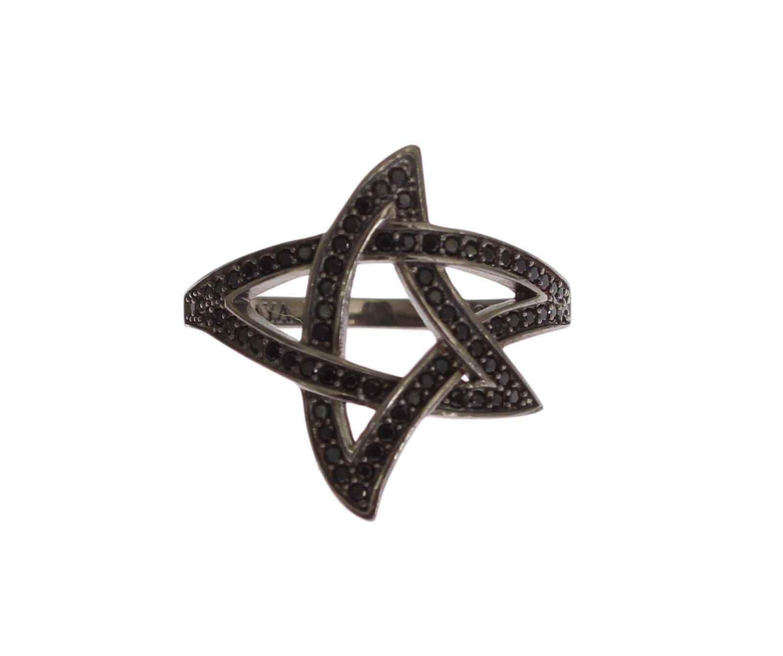 Nialaya Black CZ Rhodium 925 Silver Womens Ring | Regal Royce