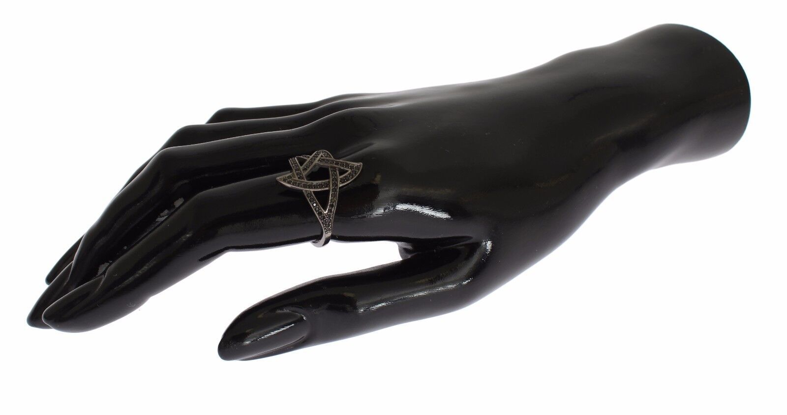 Nialaya Black CZ Rhodium 925 Silver Womens Ring | Regal Royce