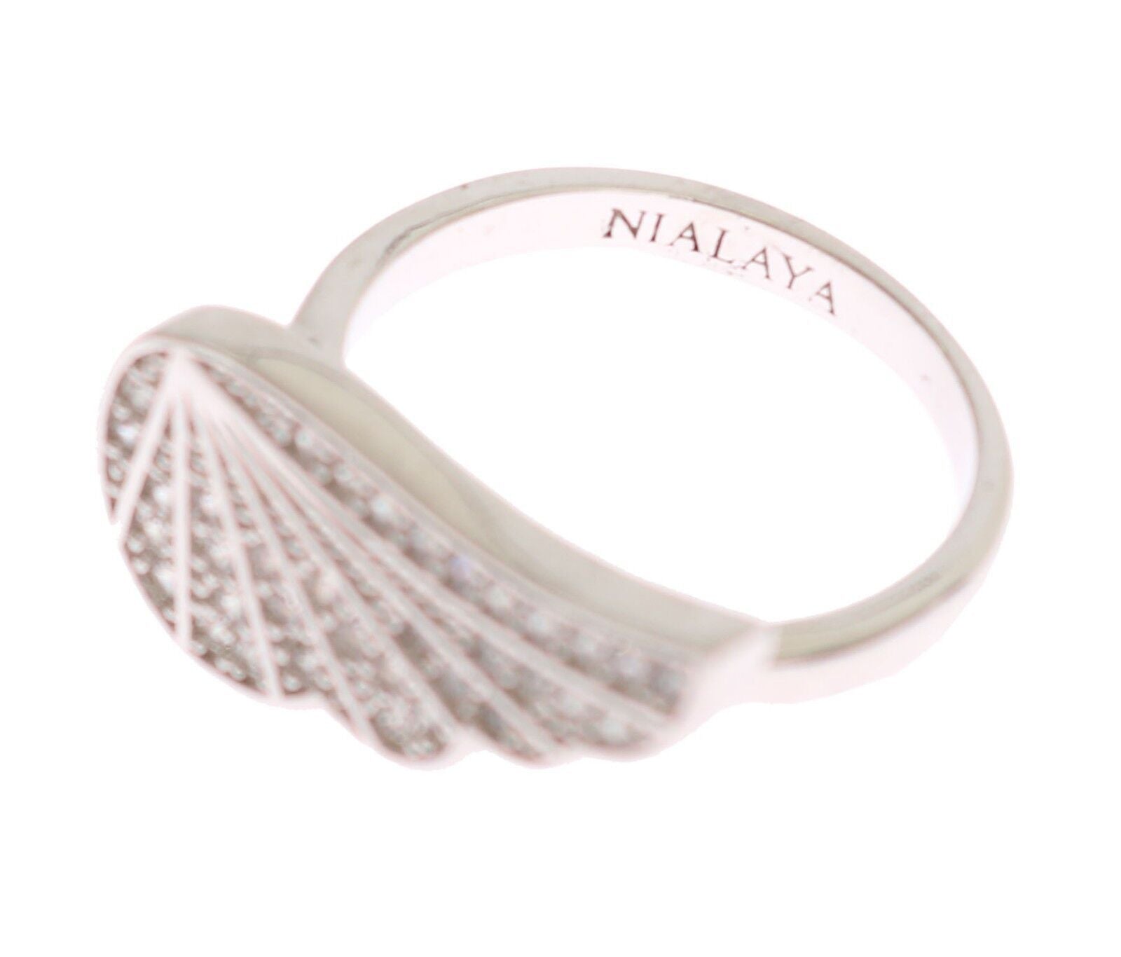 Nialaya Silver Womens Wing Clear CZ 925 Silver Ring | Regal Royce
