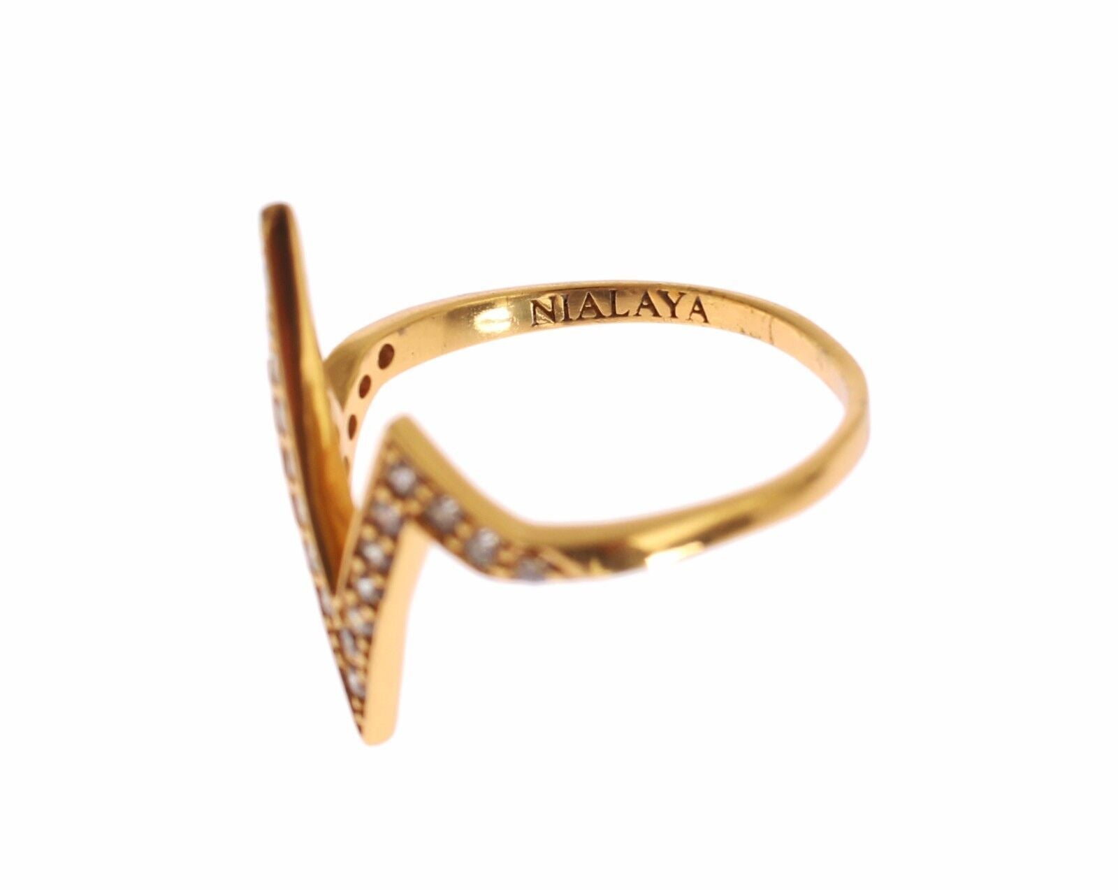 Nialaya Gold 925 Silver Womens Clear CZ 18K Ring | Regal Royce
