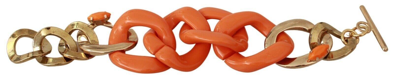 Ermanno Scervino Gold Orange Chain Wide Brass Plastic Bracelet | Regal Royce