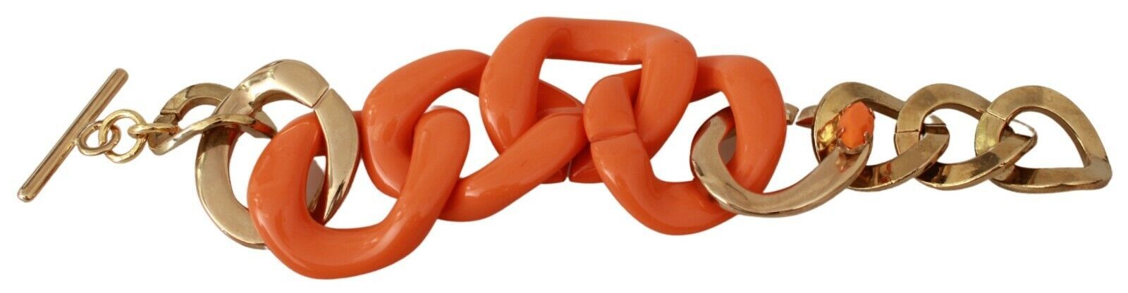 Ermanno Scervino Gold Orange Chain Wide Brass Plastic Bracelet | Regal Royce