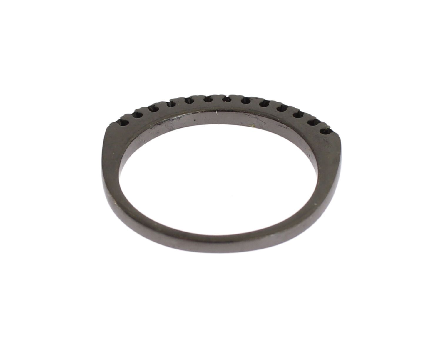 Nialaya Black CZ Rhodium 925 Silver Womens Ring | Regal Royce