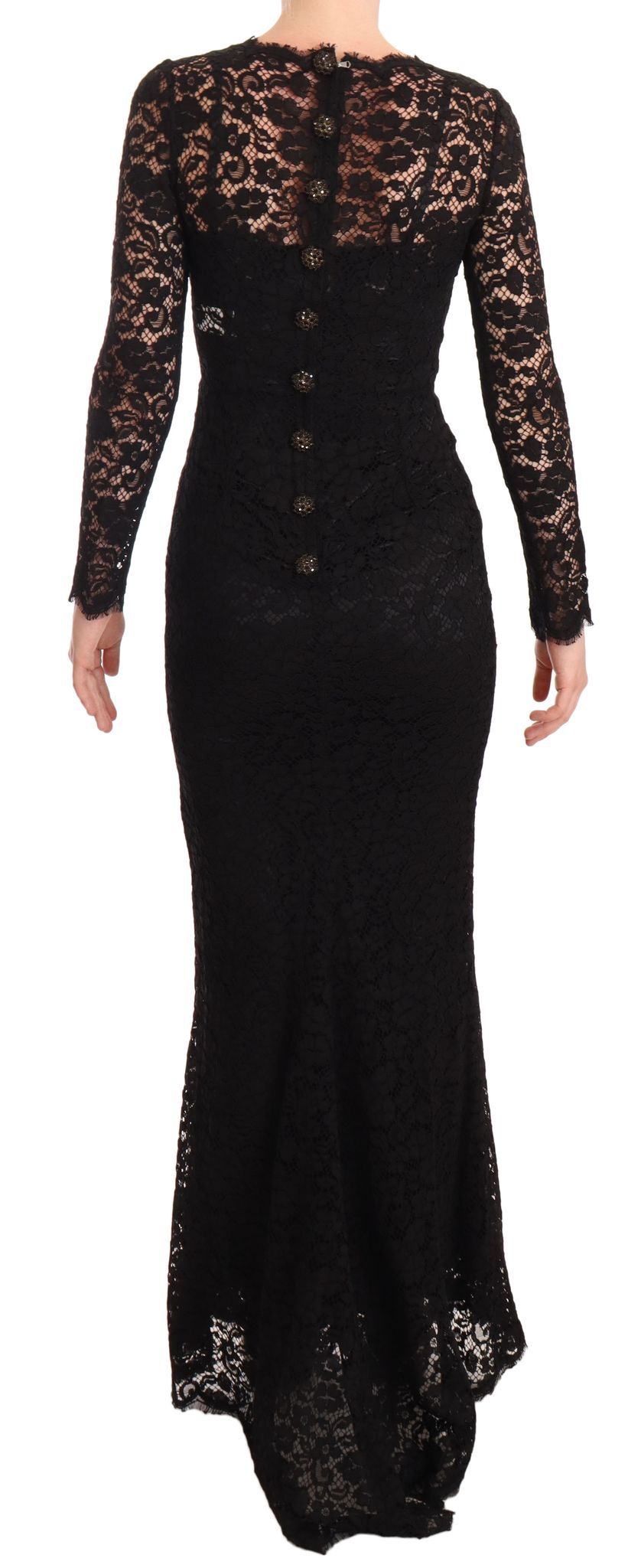 Dolce & Gabbana Black Cotton Lace Mermaid Long Sleeves Dress | Regal Royce