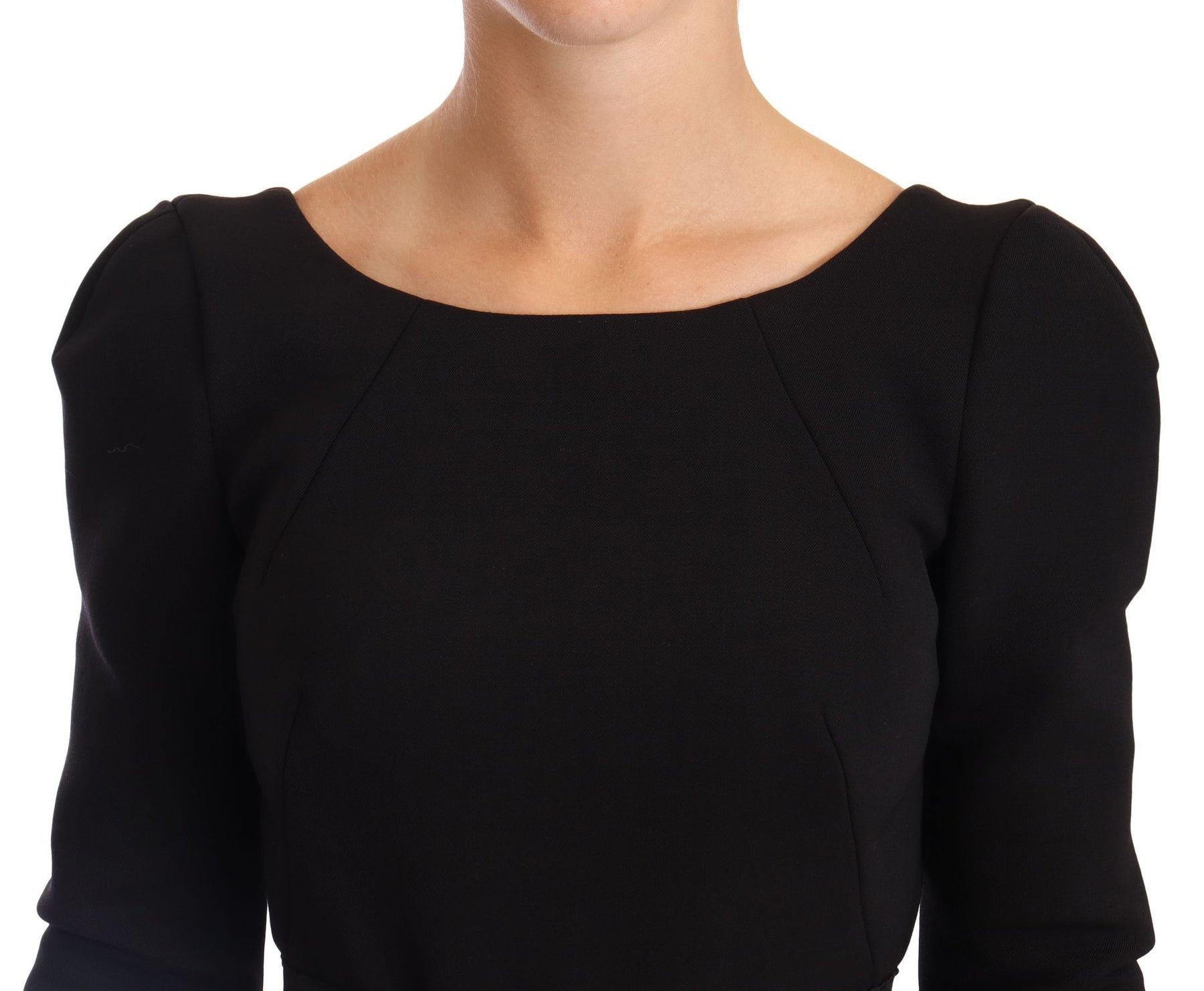 Dolce & Gabbana Black Wool Stretch Sheath Open Back Dress | Regal Royce