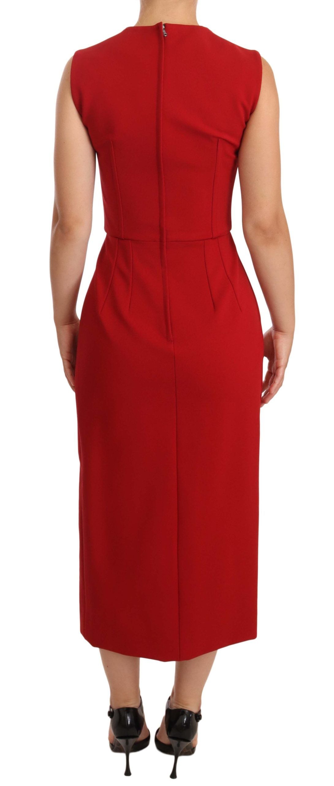 Dolce & Gabbana Red Sweetheart Sleeveless Midi Stretch Dress | Regal Royce