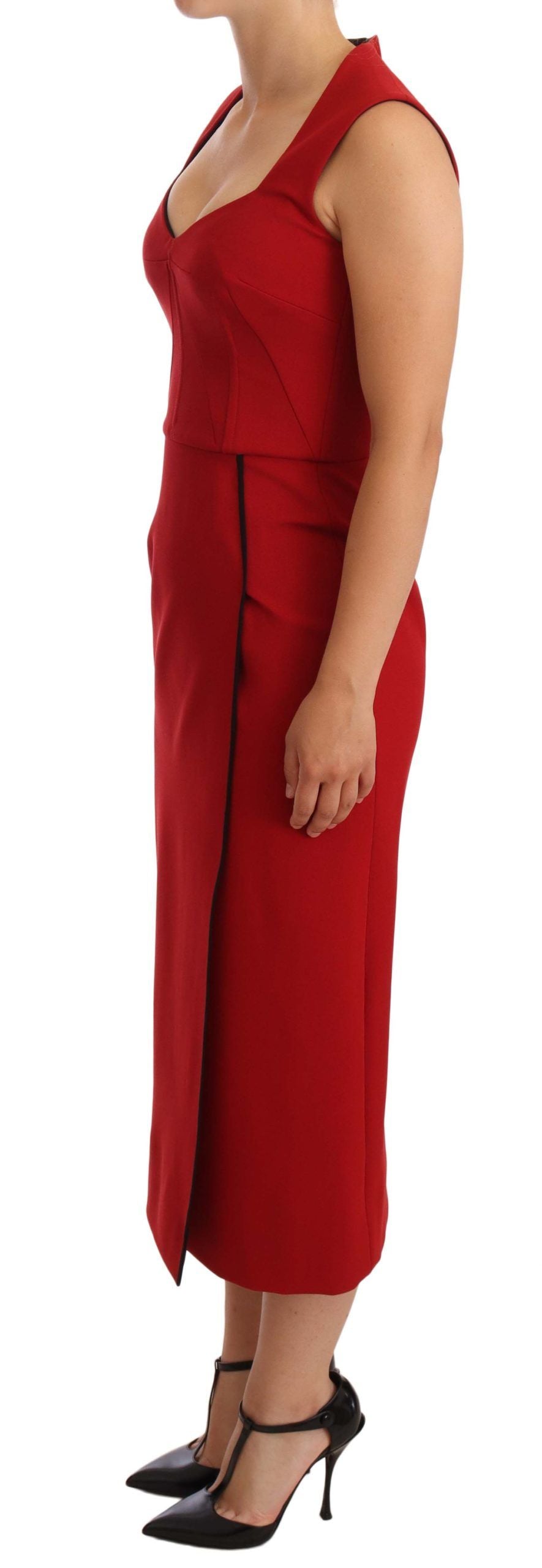 Dolce & Gabbana Red Sweetheart Sleeveless Midi Stretch Dress | Regal Royce
