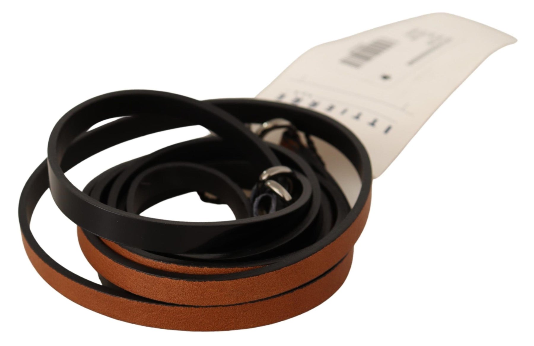 Costume National Brown Leather Silver Tone Buckle Belt | Regal Royce