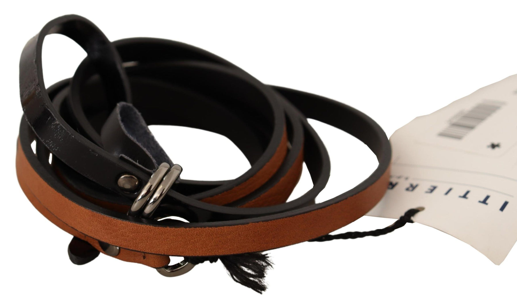 Costume National Brown Leather Silver Tone Buckle Belt | Regal Royce