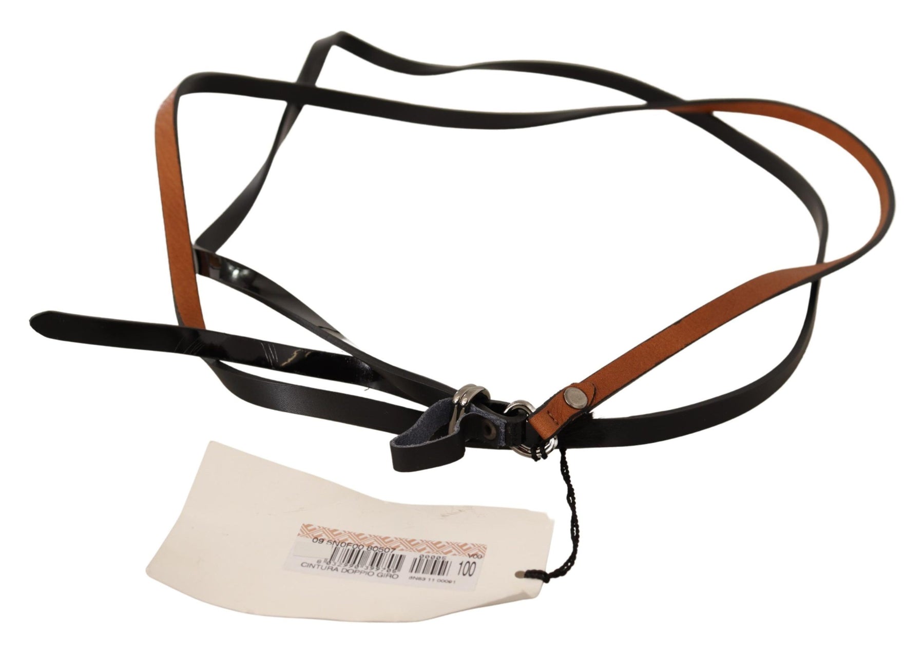 Costume National Brown Leather Silver Tone Buckle Belt | Regal Royce
