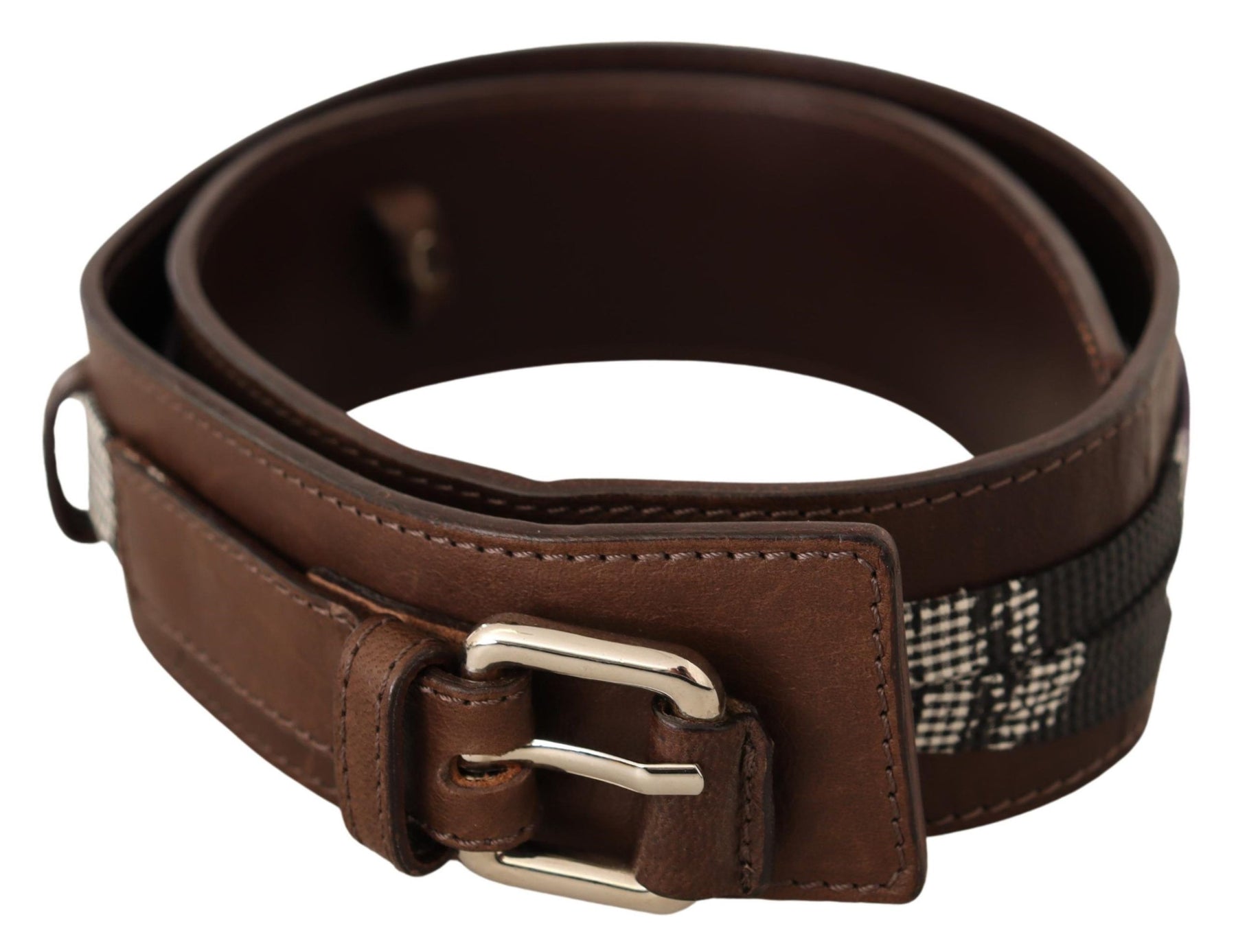 Costume National Brown Leather Silver Buckle Belt | Regal Royce