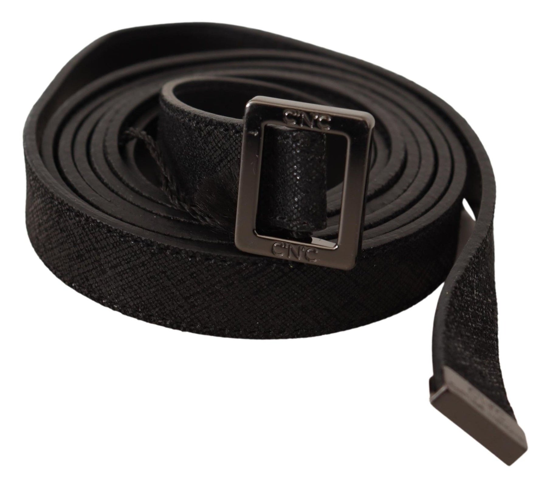 Costume National Black Leather Metal Buckle Waist Belt | Regal Royce