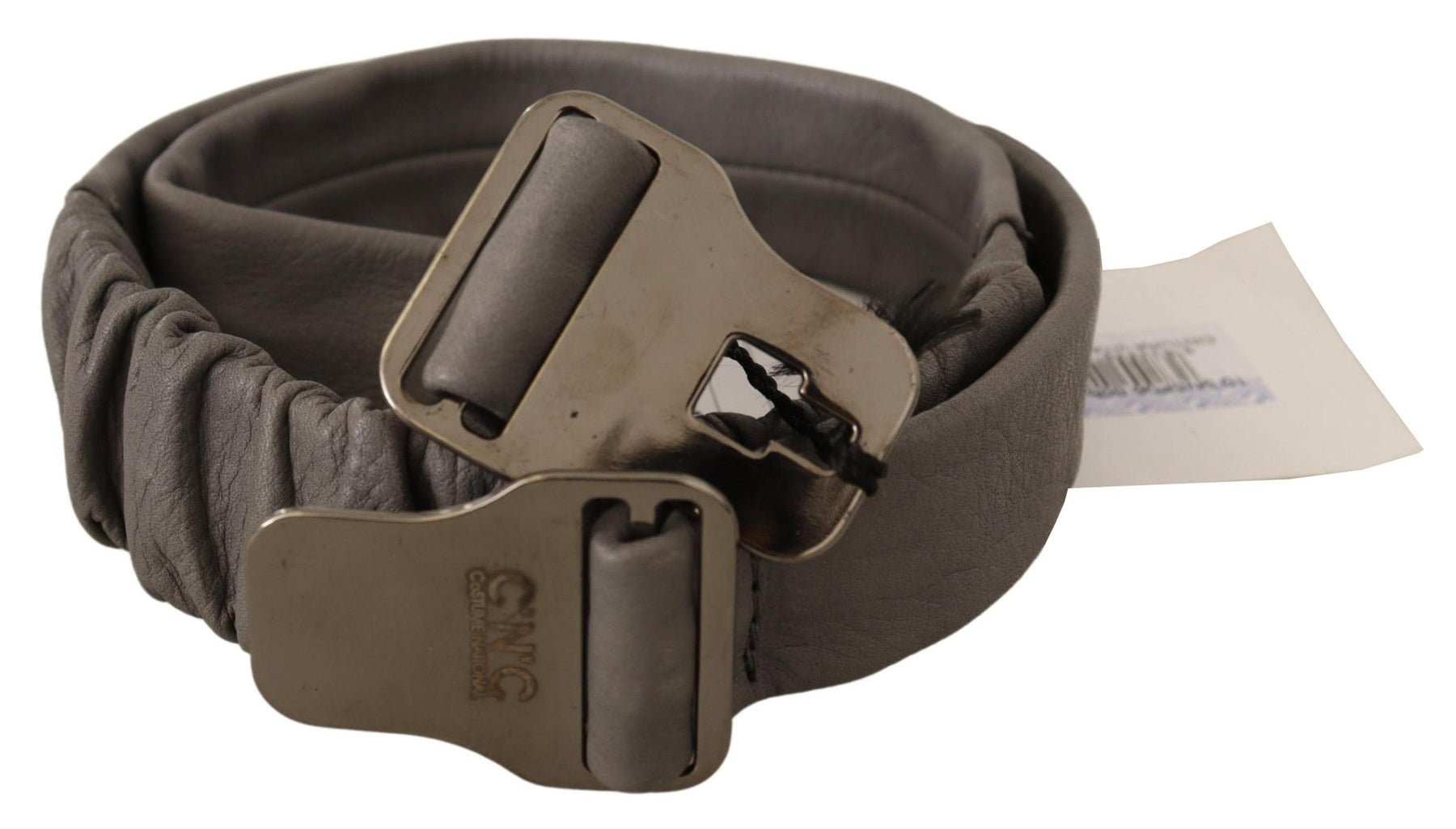 Costume National Gray Leather Silver Buckle Waist Belt | Regal Royce