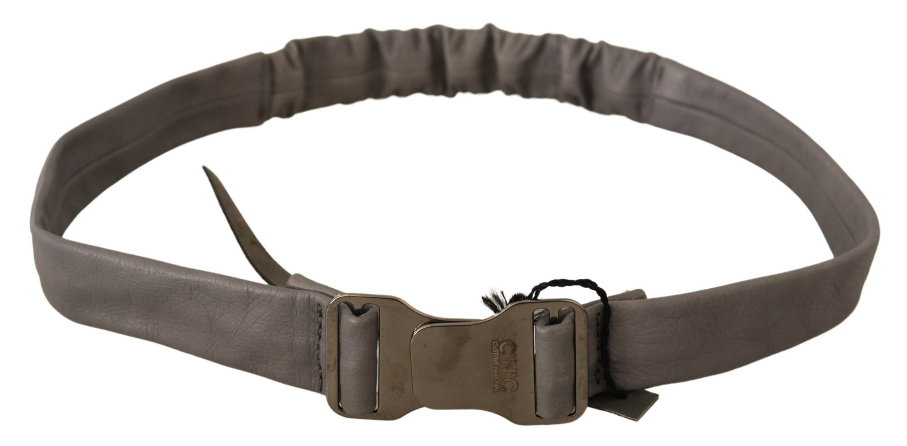 Costume National Gray Leather Silver Buckle Waist Belt | Regal Royce
