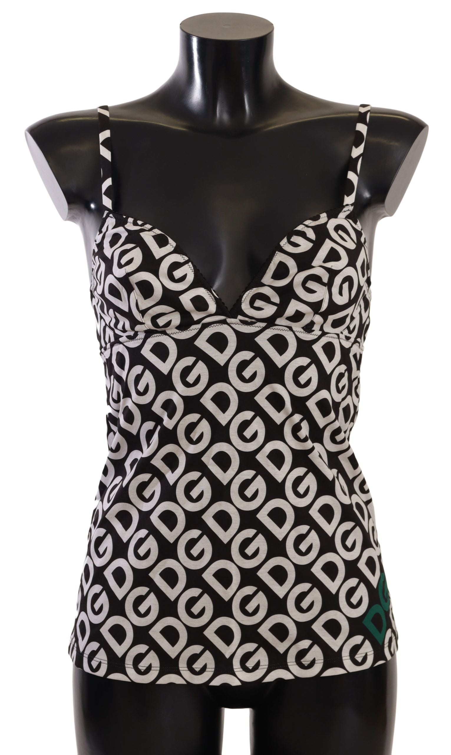 Dolce & Gabbana Black White Logo Print Camisole Top Underwear | Regal Royce