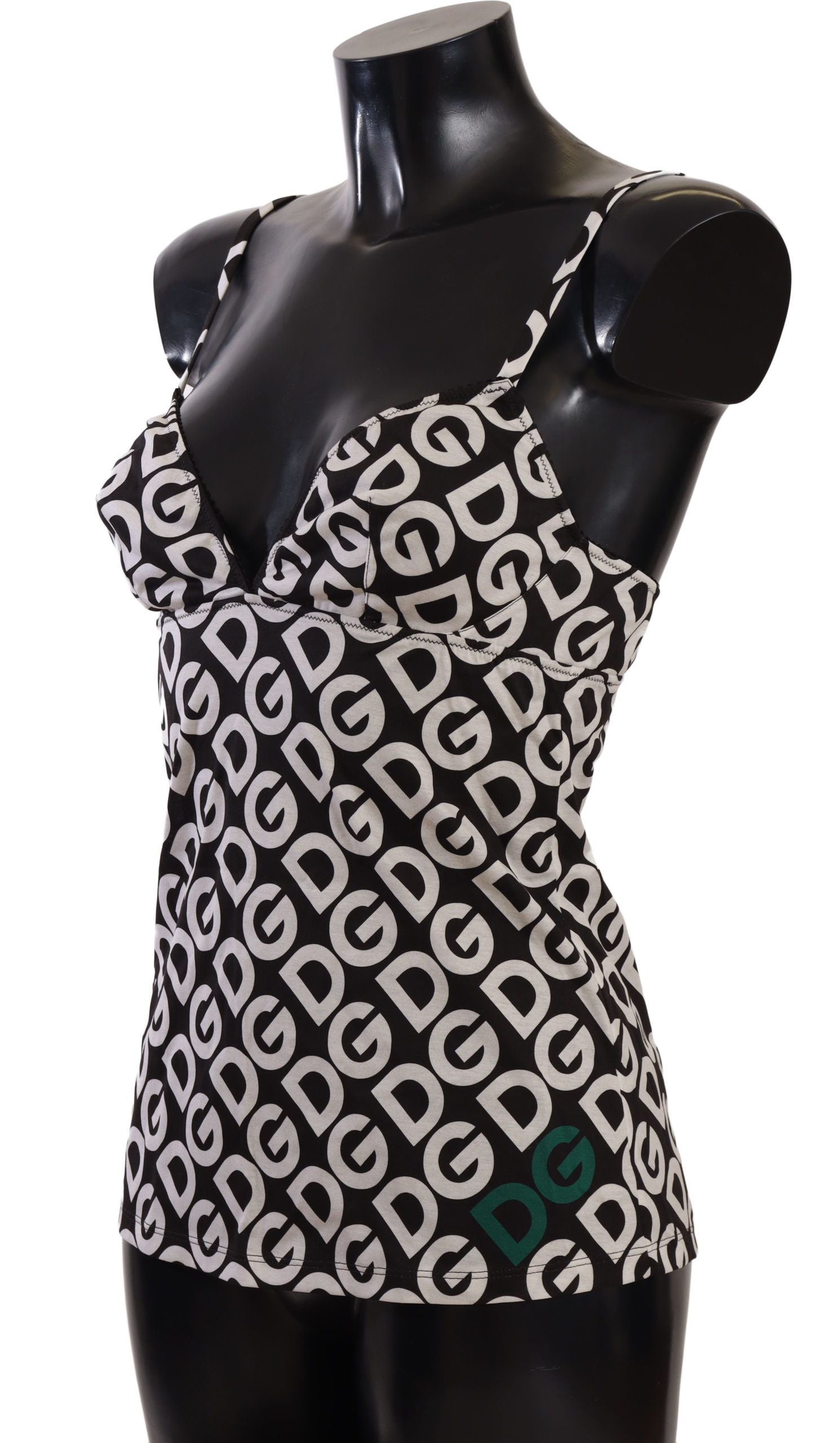 Dolce & Gabbana Black White Logo Print Camisole Top Underwear | Regal Royce