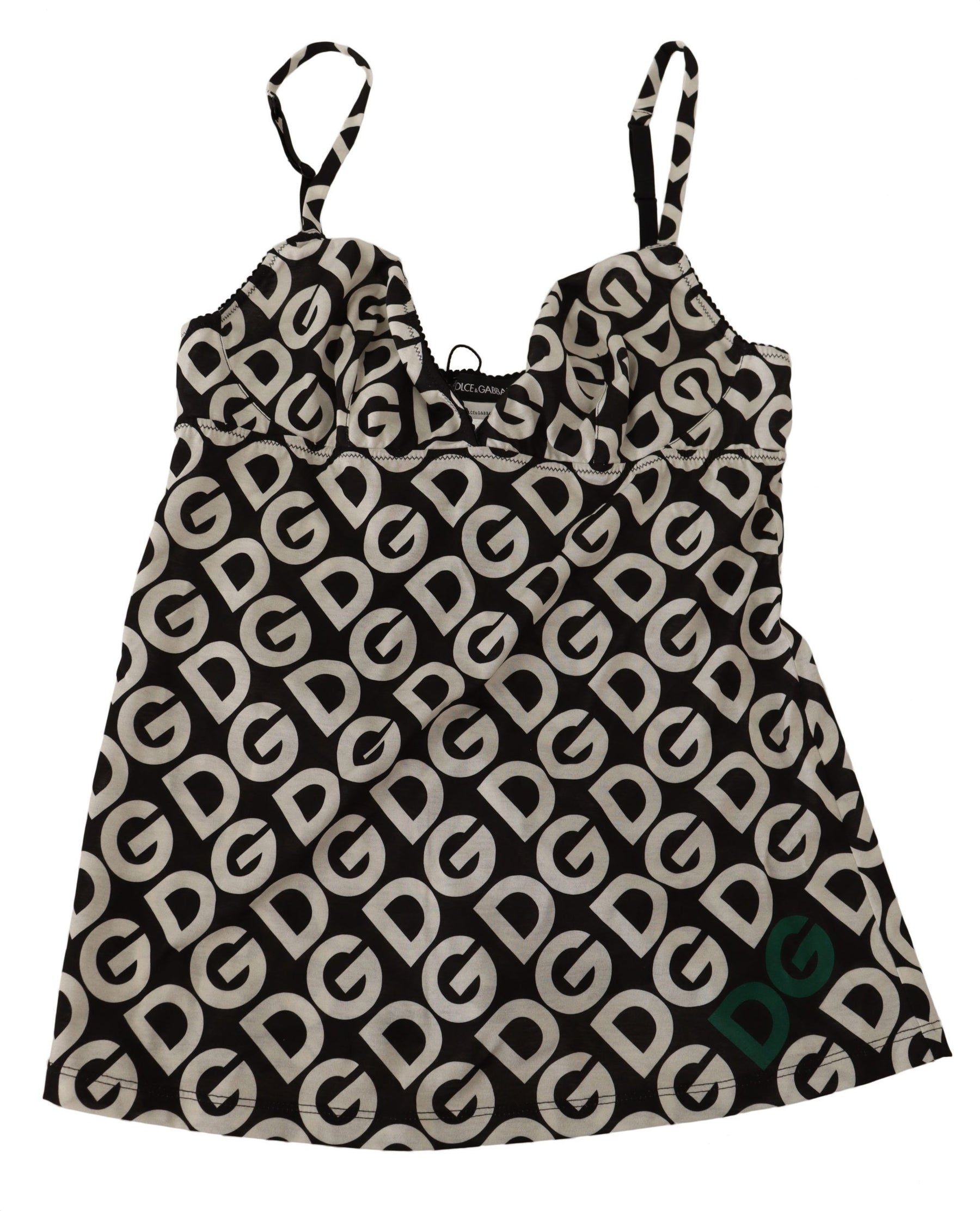 Dolce & Gabbana Black White Logo Print Camisole Top Underwear | Regal Royce
