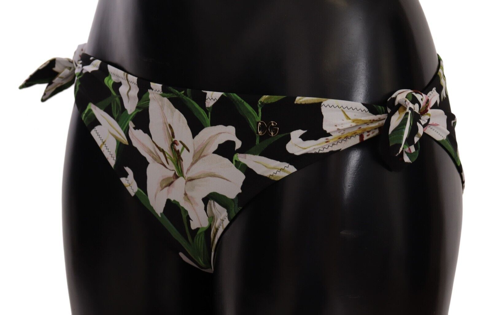 Dolce & Gabbana Bikini Bottom Black Lily Print Swimsuit Swimwear | Regal Royce