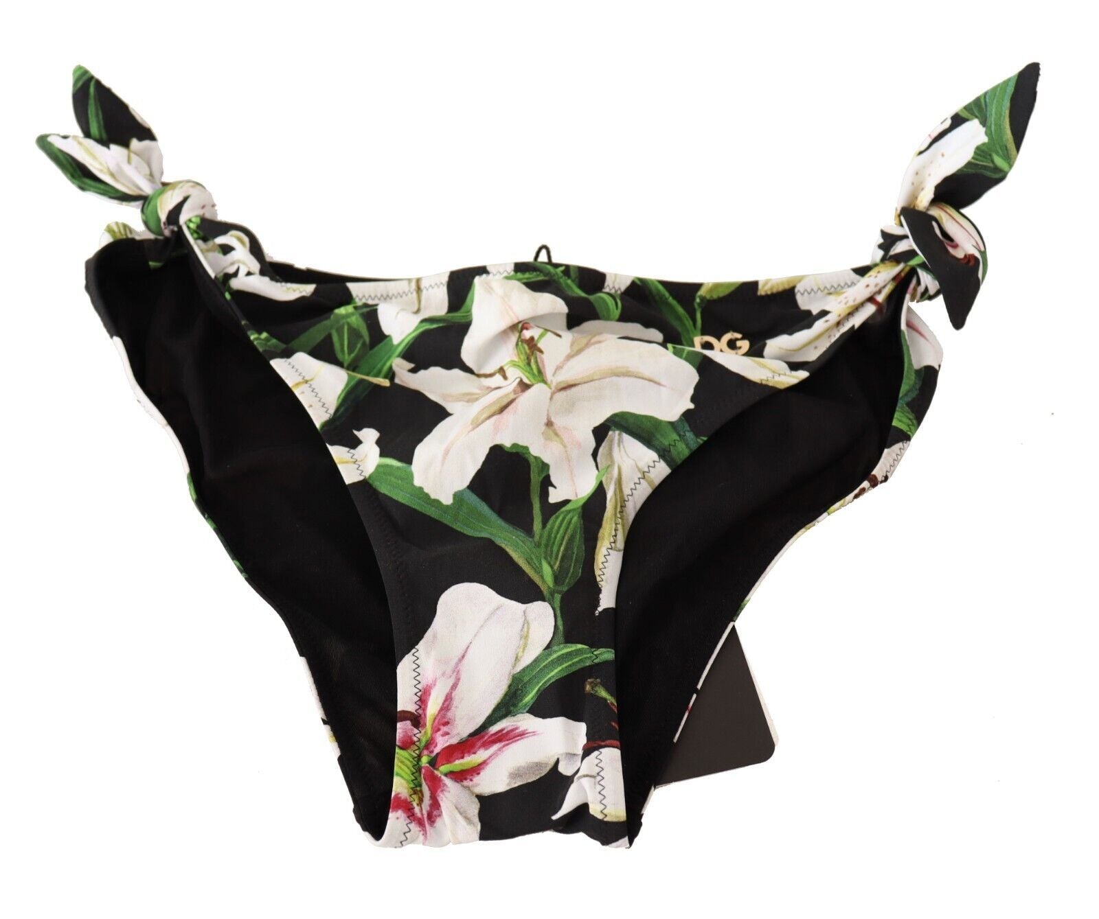 Dolce & Gabbana Bikini Bottom Black Lily Print Swimsuit Swimwear | Regal Royce
