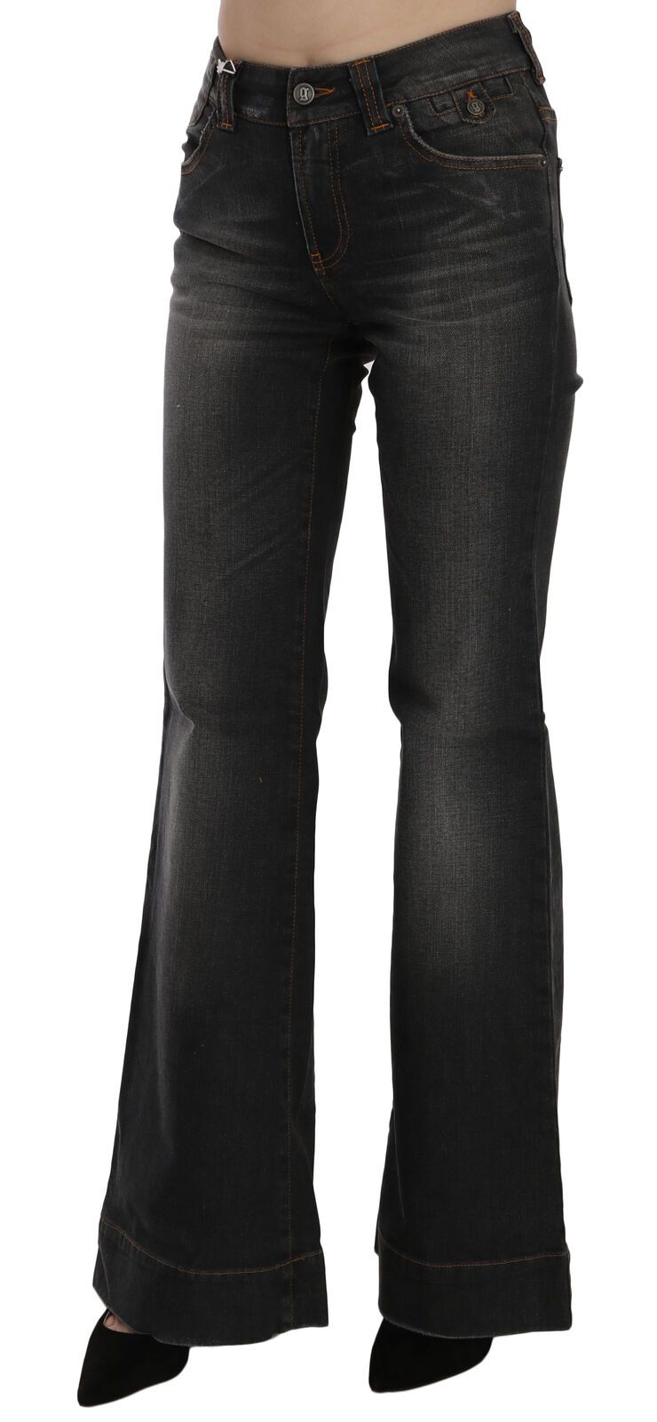 John Galliano Black Washed Mid Waist Flared Denim Casual Jeans | Regal Royce