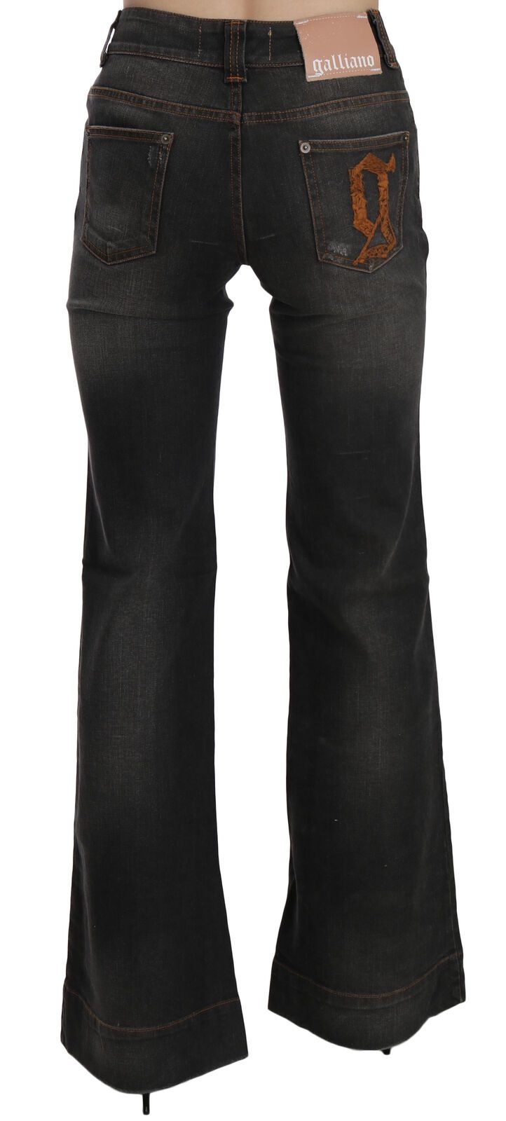 John Galliano Black Washed Mid Waist Flared Denim Casual Jeans | Regal Royce