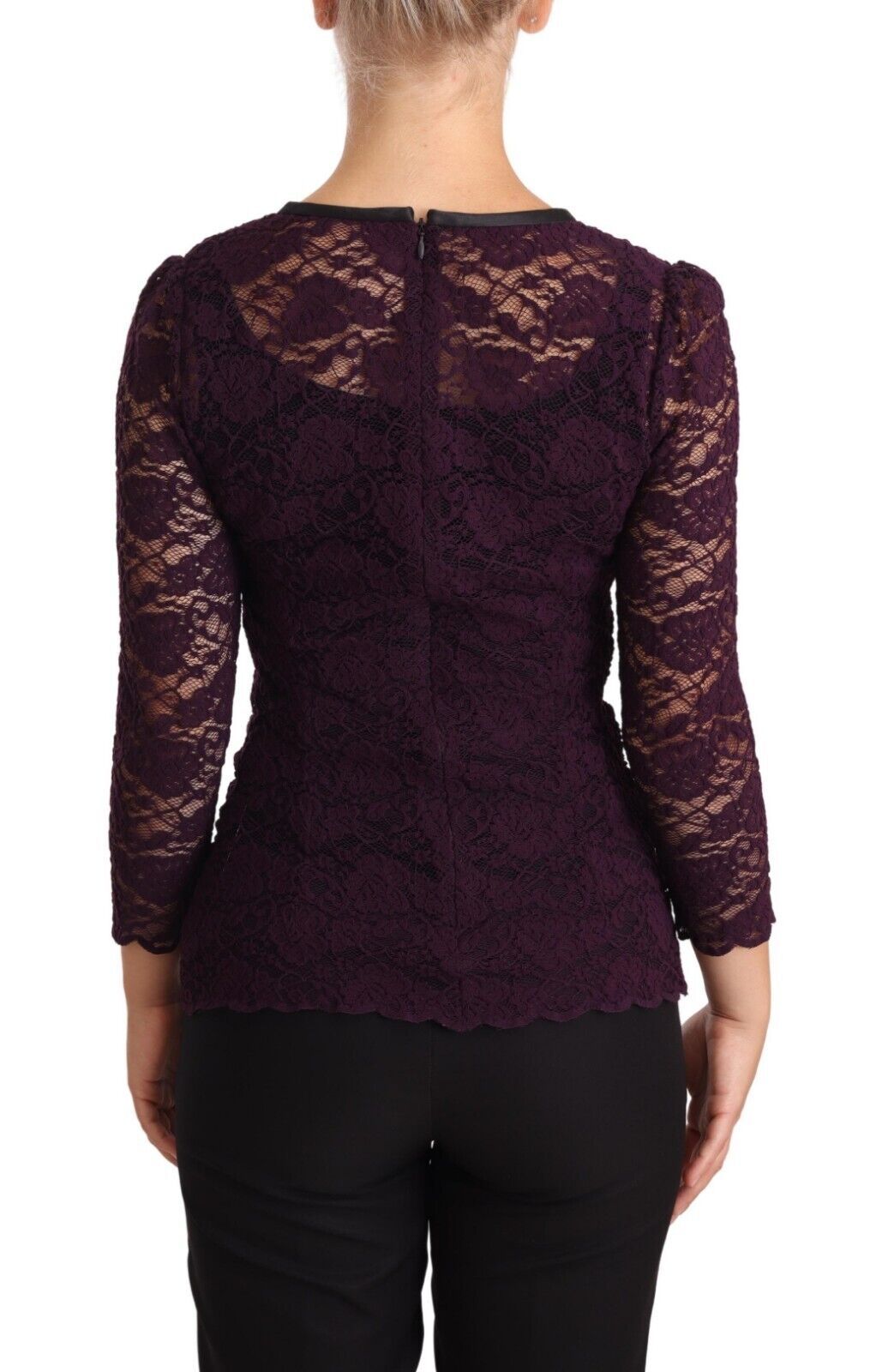 Dolce & Gabbana Purple Lace Long Sleeve Top Blouse | Regal Royce