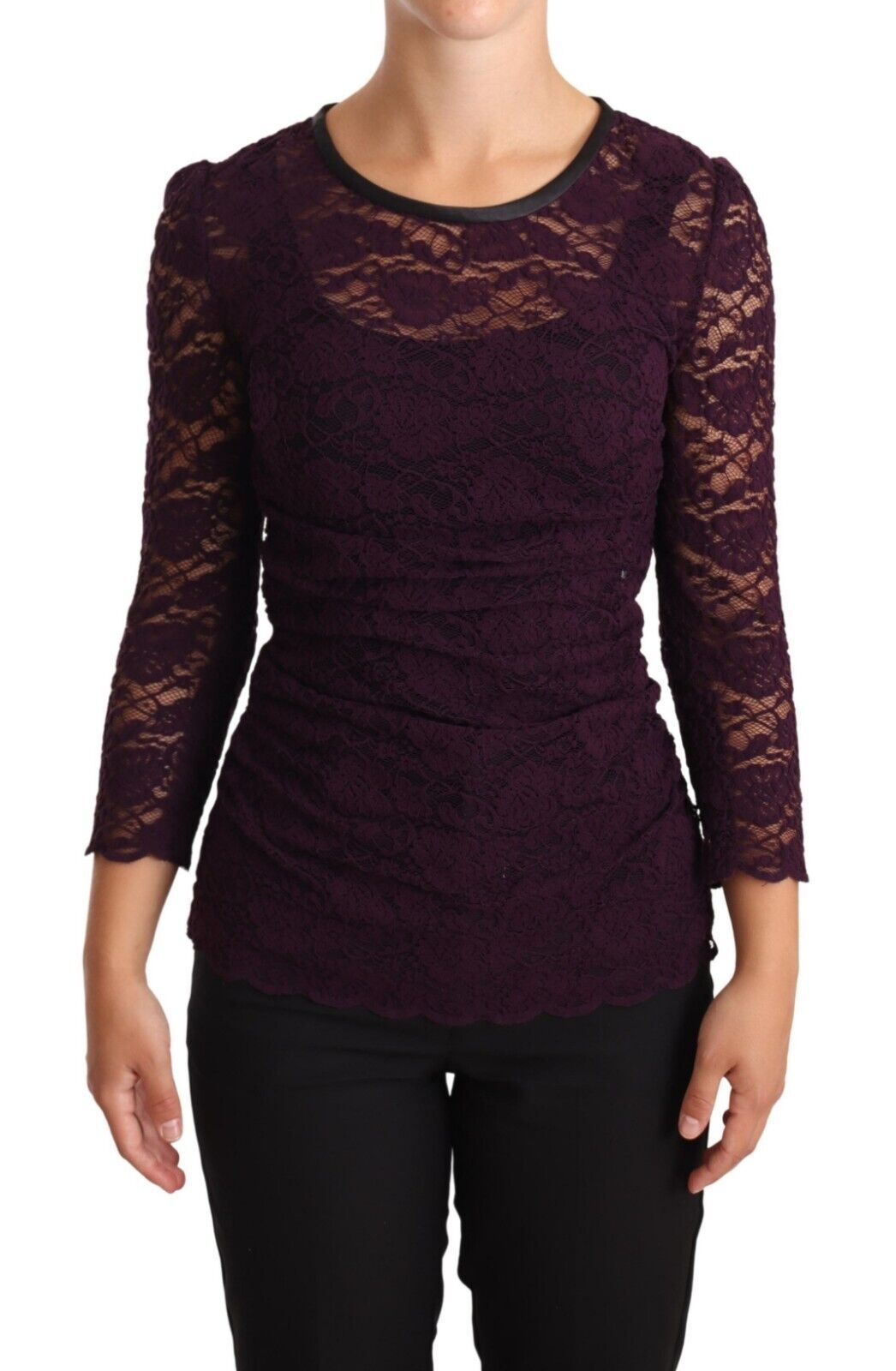 Dolce & Gabbana Purple Lace Long Sleeve Top Blouse | Regal Royce