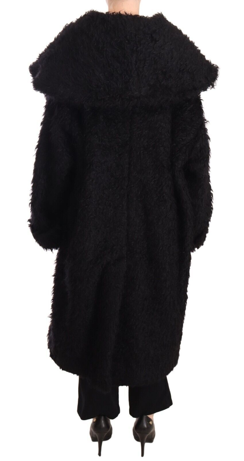 Dolce & Gabbana Black Mohair Fur Cape Trench Coat Jacket | Regal Royce