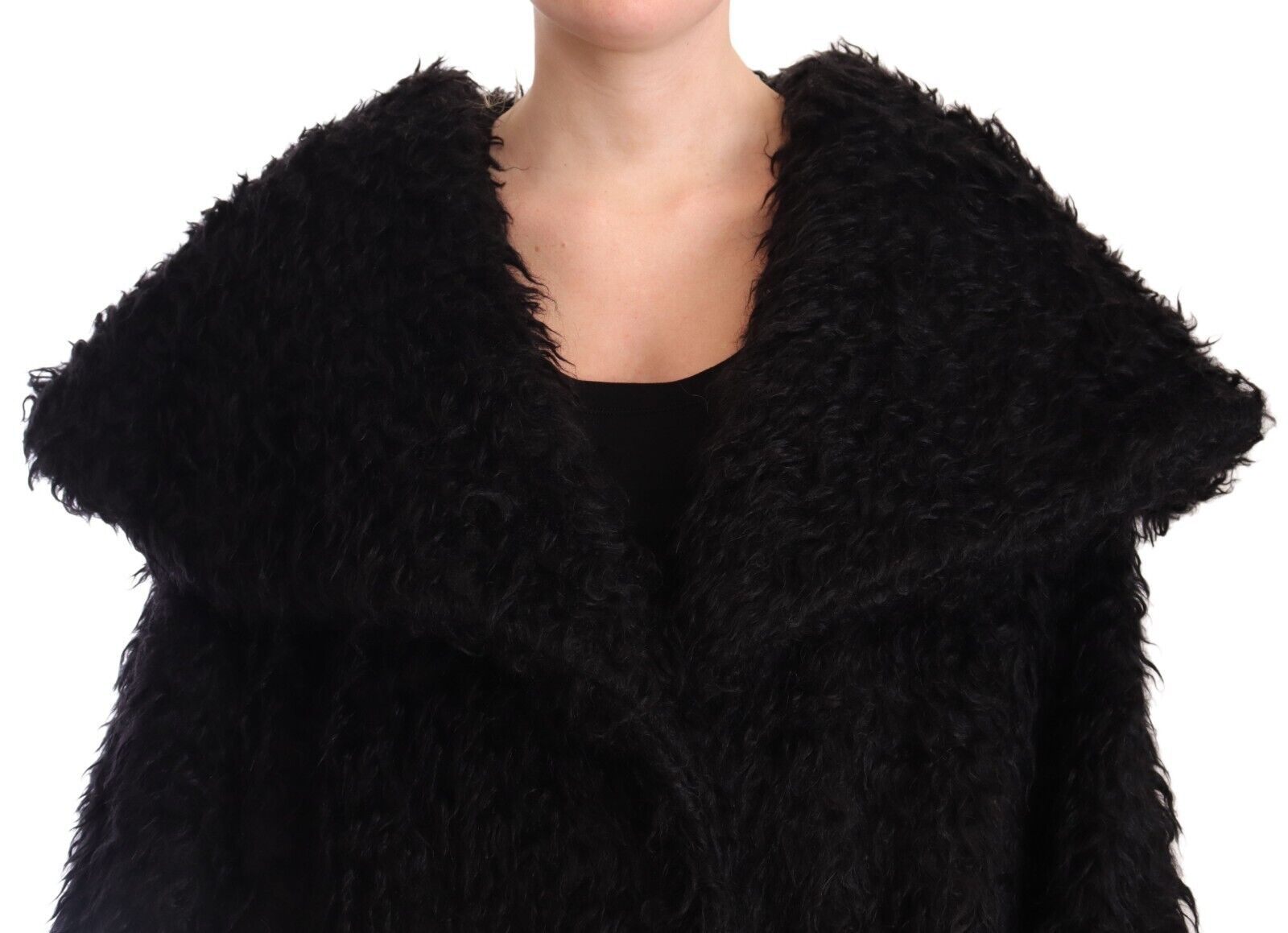 Dolce & Gabbana Black Mohair Fur Cape Trench Coat Jacket | Regal Royce