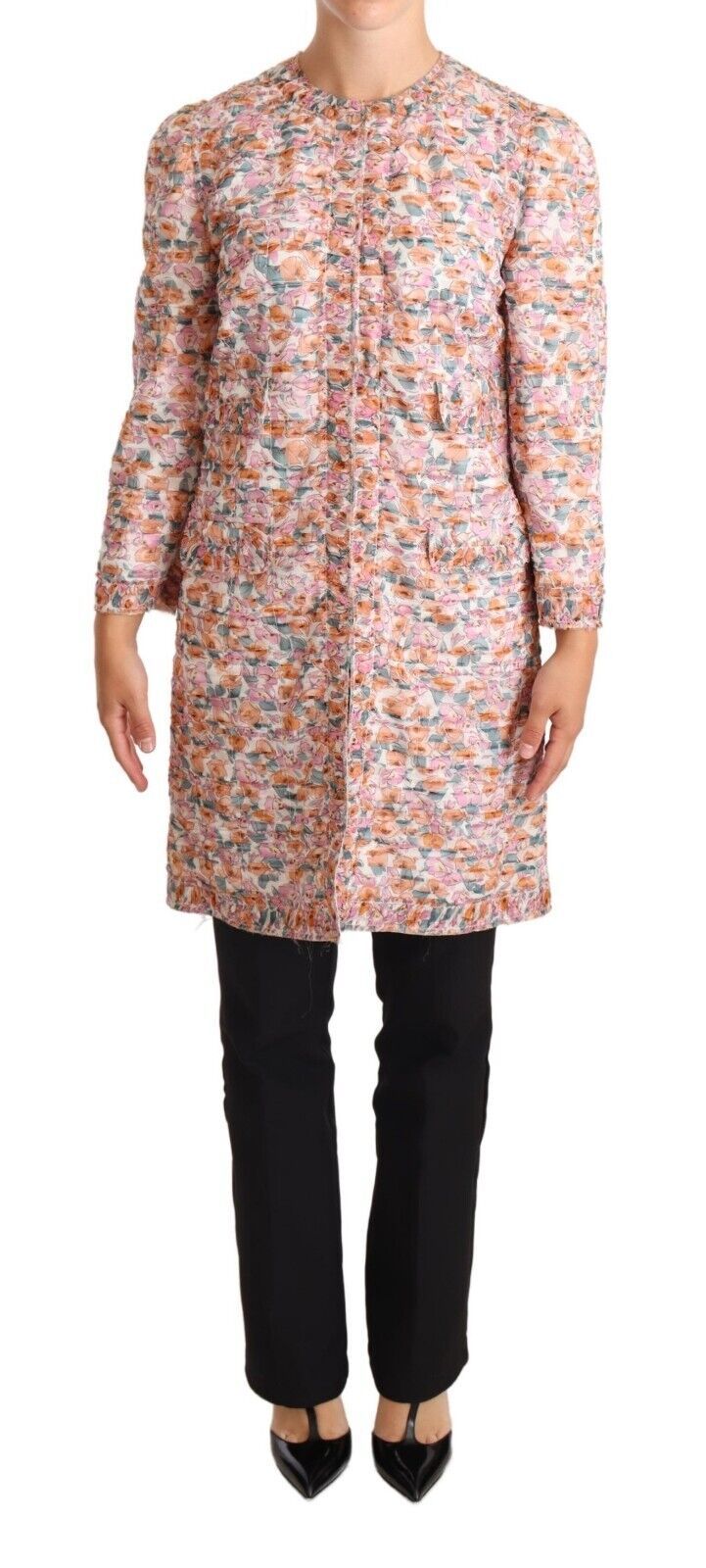 Dolce & Gabbana Multicolor Floral Print Silk Trench Coat Jacket | Regal Royce