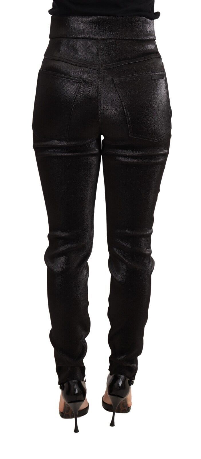 Dolce & Gabbana Black Silver Lurex Thread Cotton Stretch Pants | Regal Royce