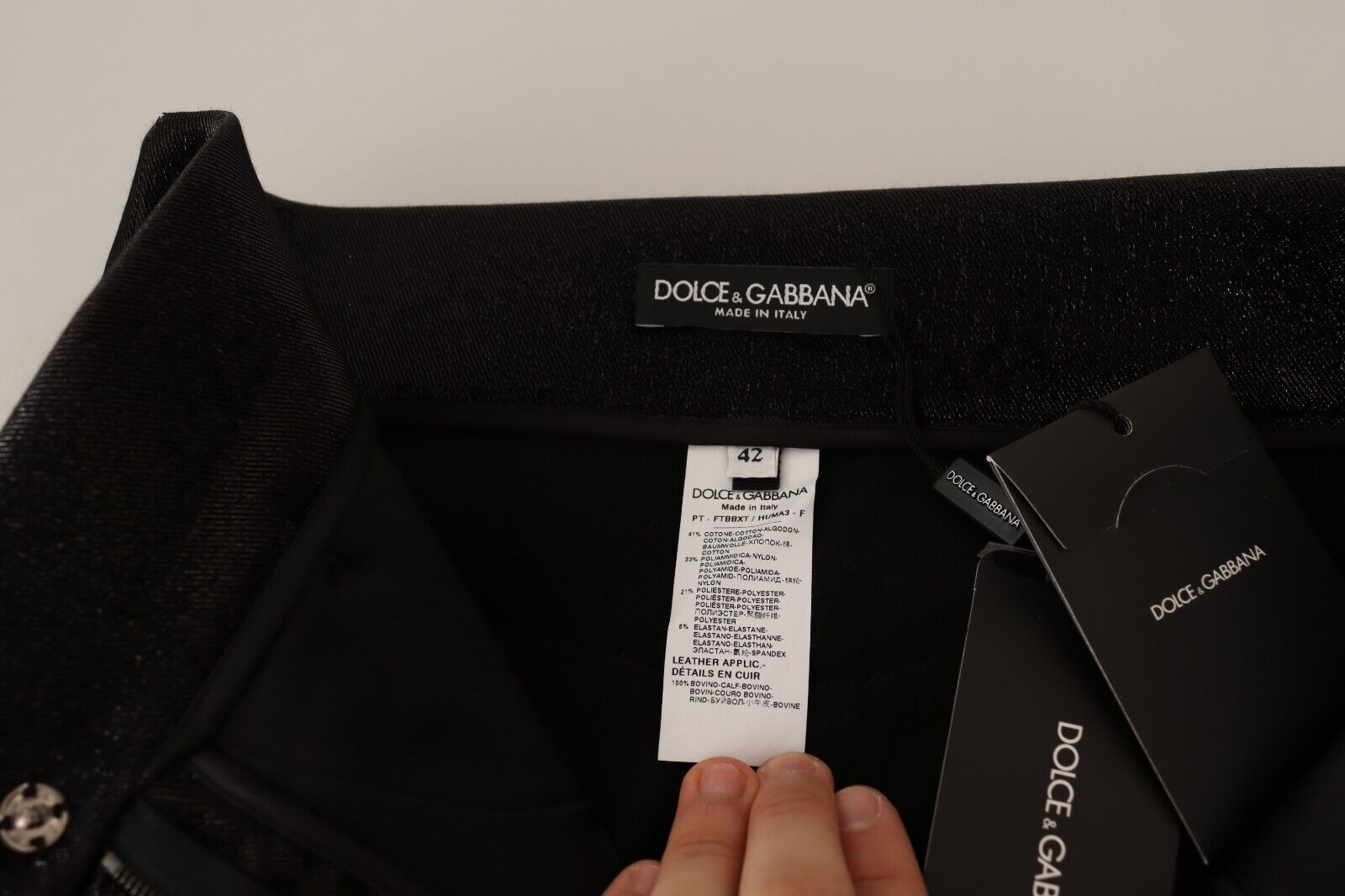 Dolce & Gabbana Black Silver Lurex Thread Cotton Stretch Pants | Regal Royce