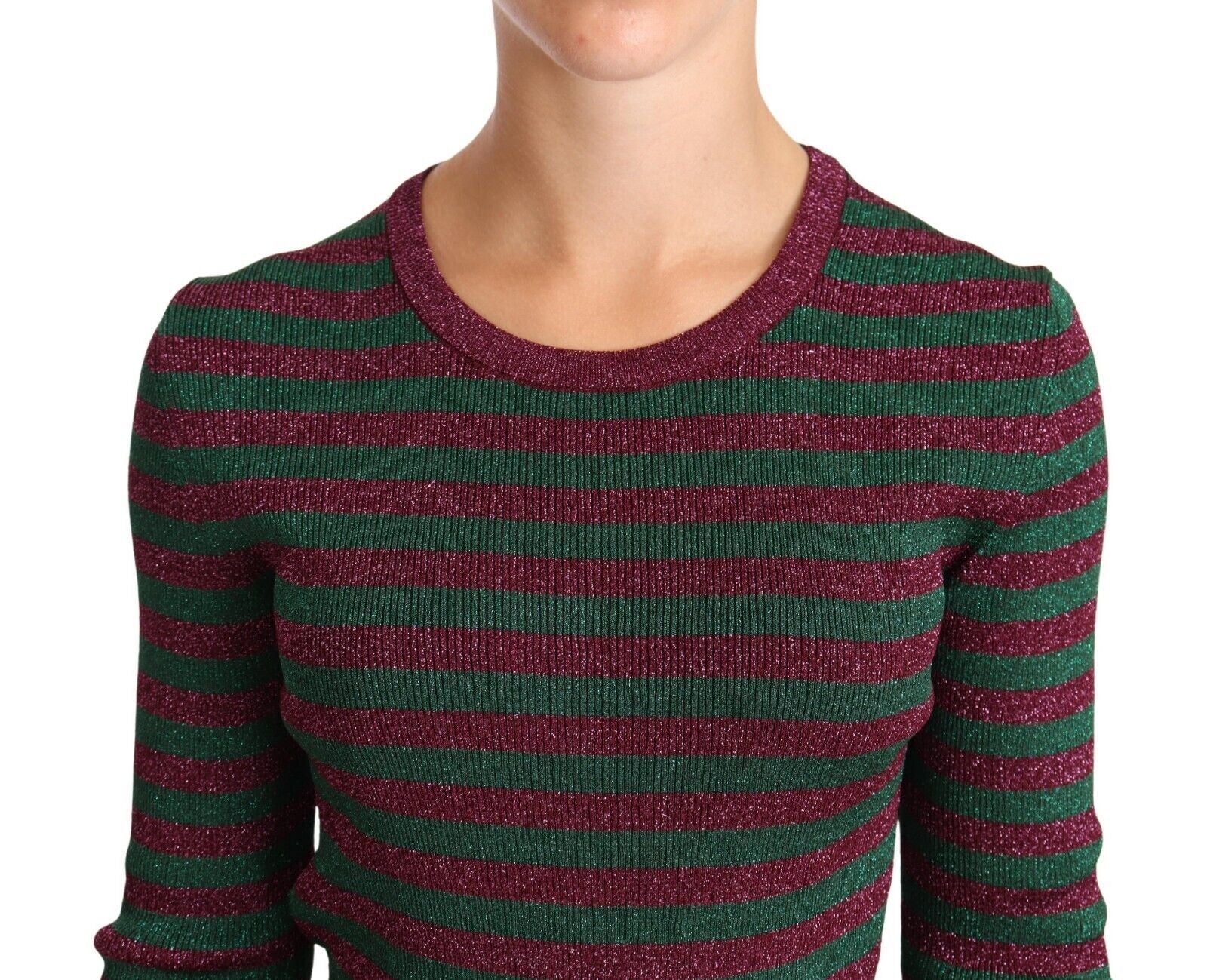 Dolce & Gabbana Multicolor Striped Crew Neck Pullover Sweater | Regal Royce