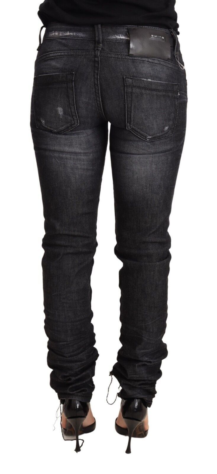 Acht Black Washed Cotton Low Waist Skinny Denim Trouser Jeans | Regal Royce