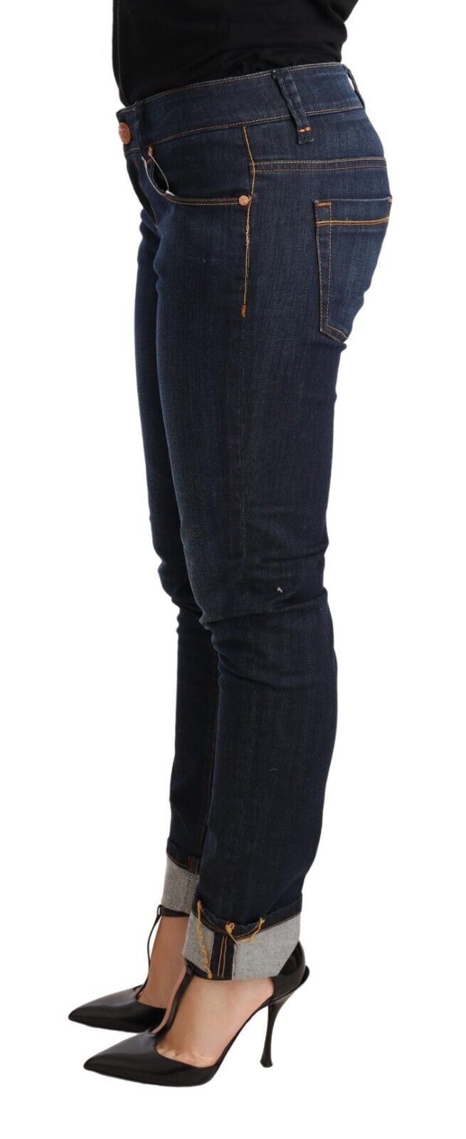 Acht Blue Washed Cotton Low Waist Skinny Denim Women Trouser Jeans | Regal Royce