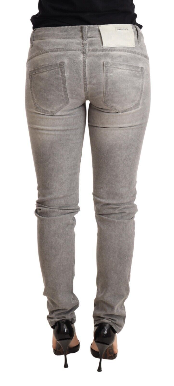 Acht Light Gray Washed Cotton Slim Fit Denim Women Trouser Jeans | Regal Royce
