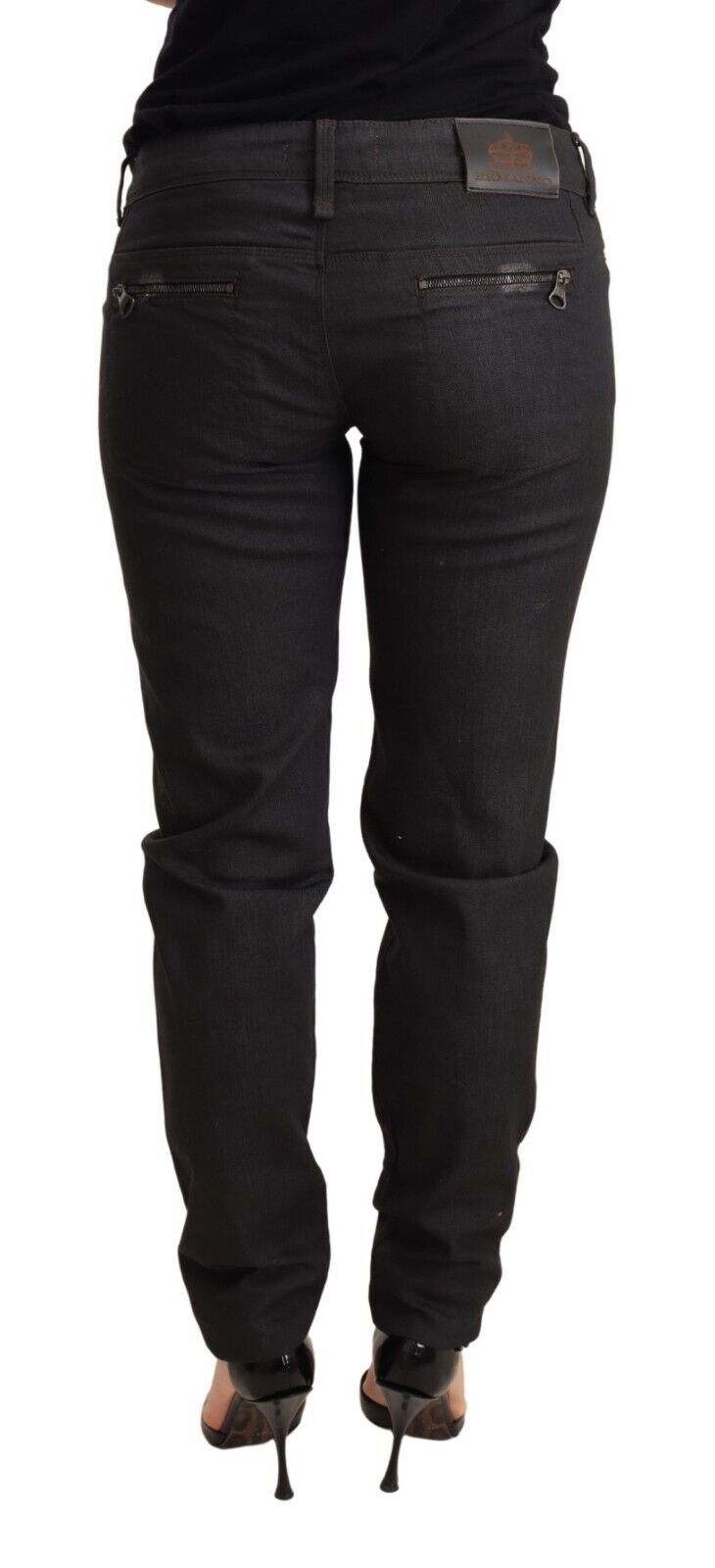 Ermanno Scervino Black Low Waist Skinny Slim Trouser Cotton Jeans | Regal Royce