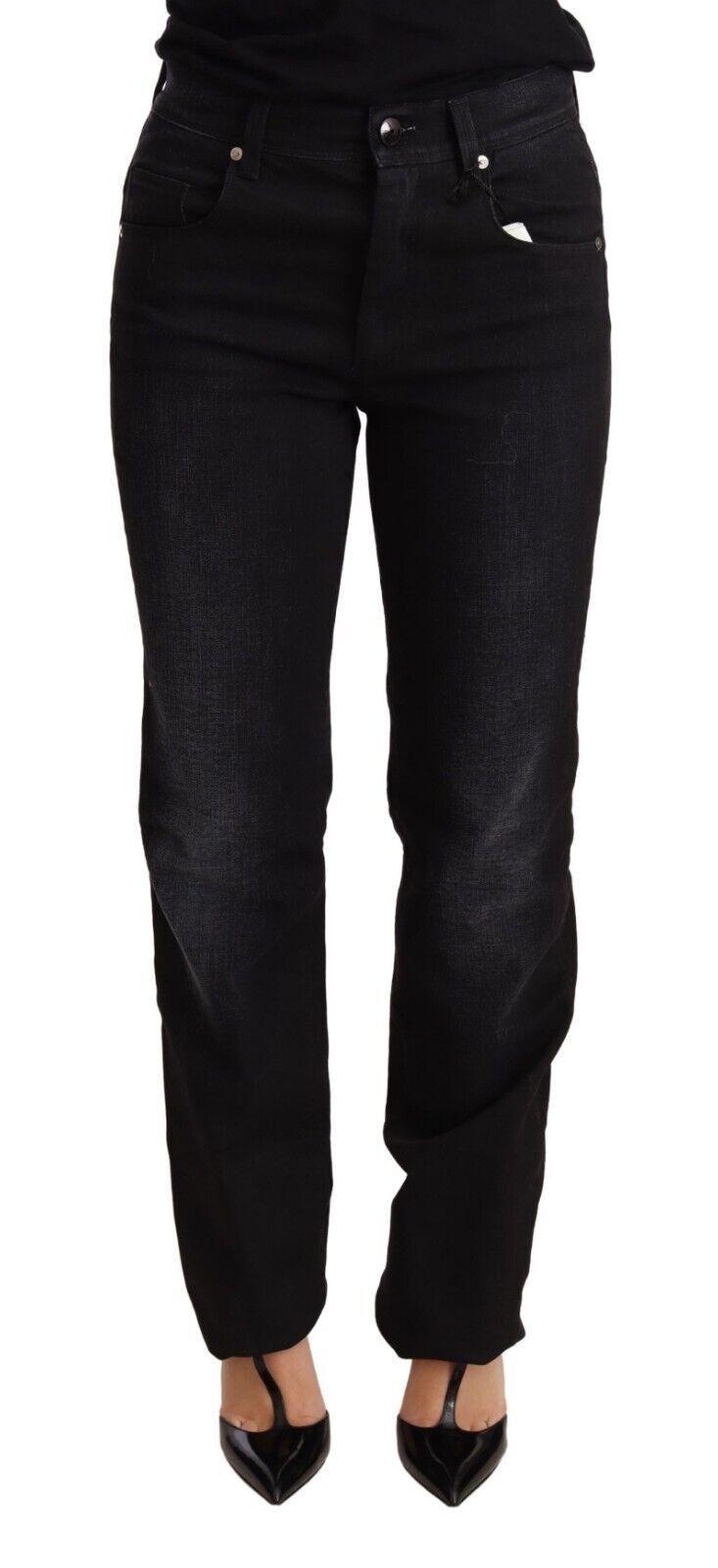 Ermanno Scervino Black Washed Straight Denim Trouser Cotton Jeans | Regal Royce