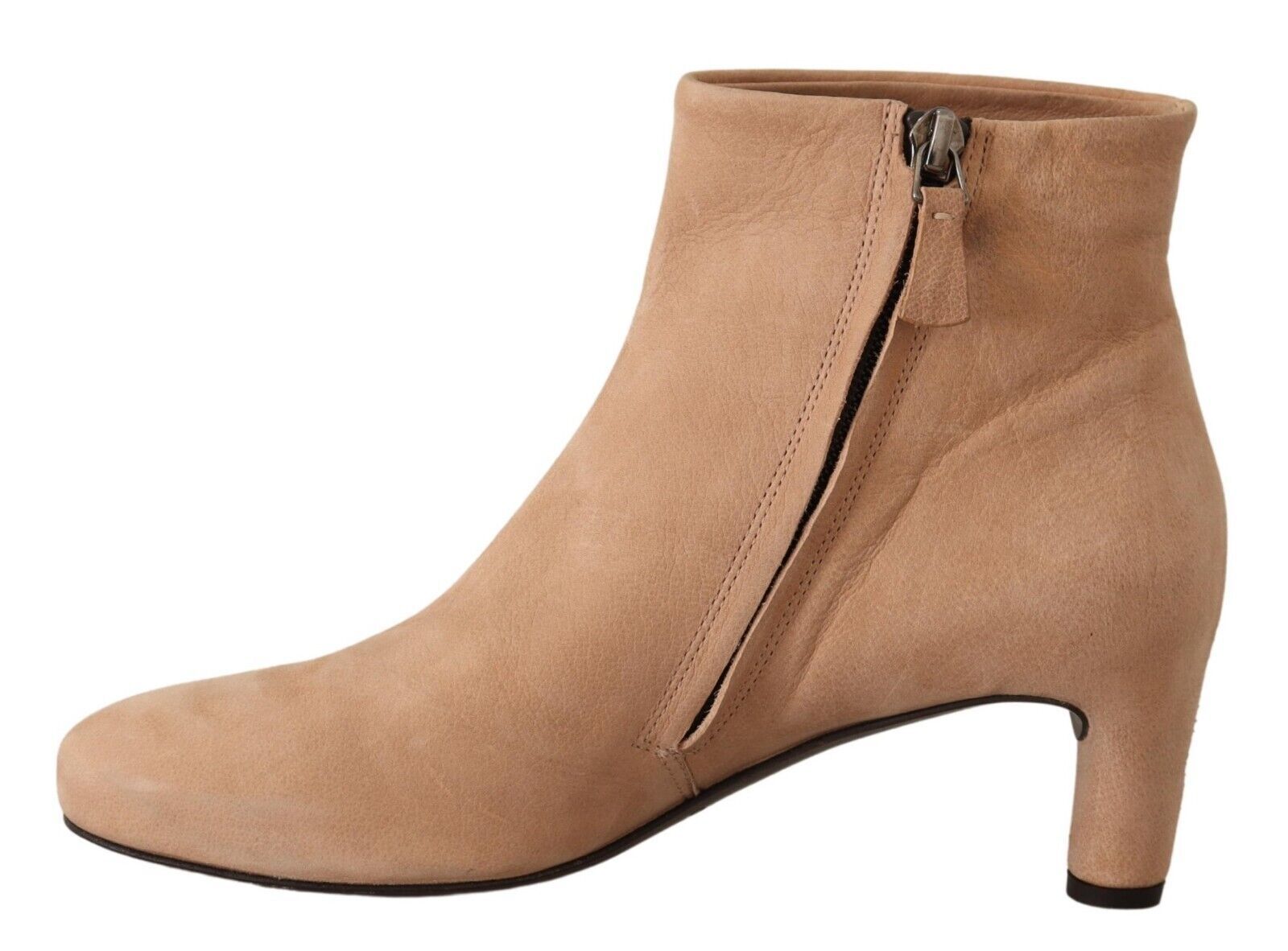 DEL CARLO Beige Suede Leather Mid Heels Pumps Boots Shoes | Regal Royce
