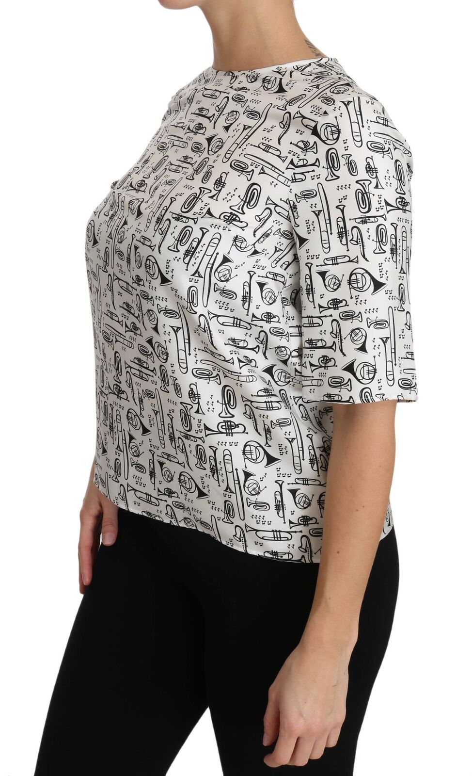 Dolce & Gabbana White Musical Instruments Print Blouse | Regal Royce