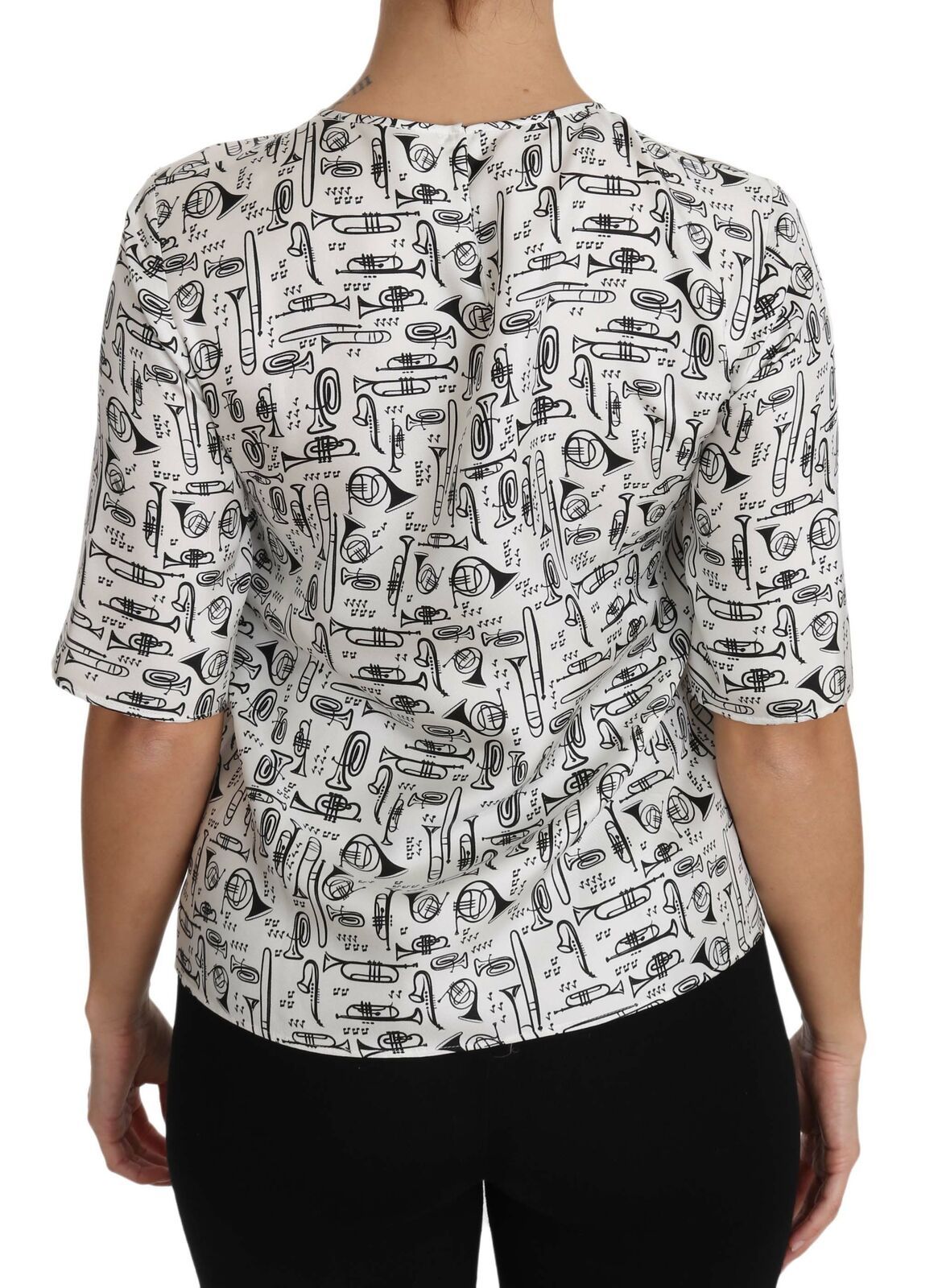 Dolce & Gabbana White Musical Instruments Print Blouse | Regal Royce