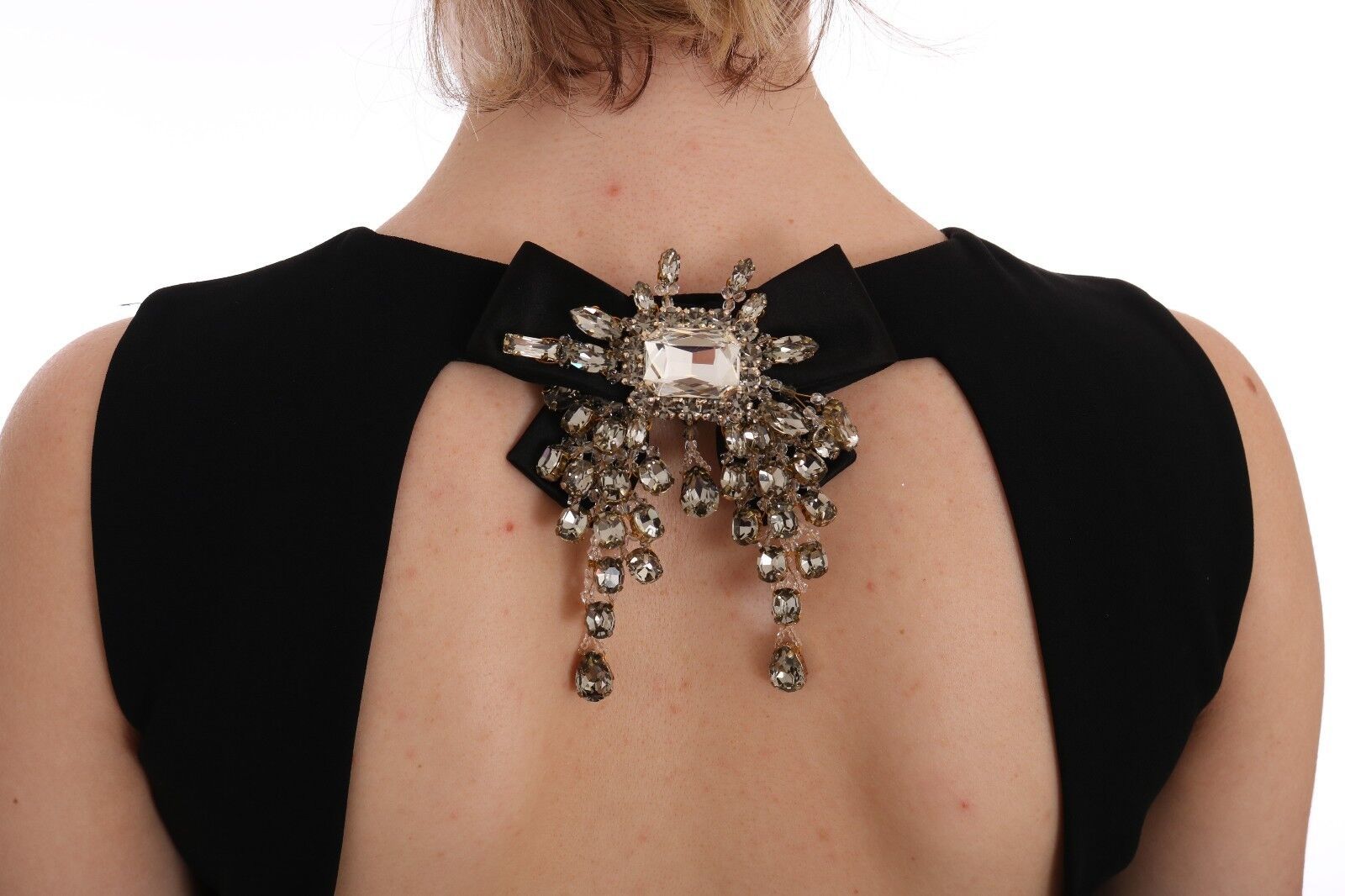 Dolce & Gabbana Black Stretch Crystal Sheath Gown Dress | Regal Royce