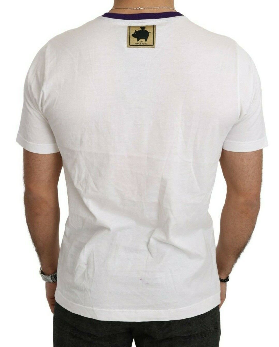 Dolce & Gabbana White Cotton Top Super Power Pig T-shirt | Regal Royce
