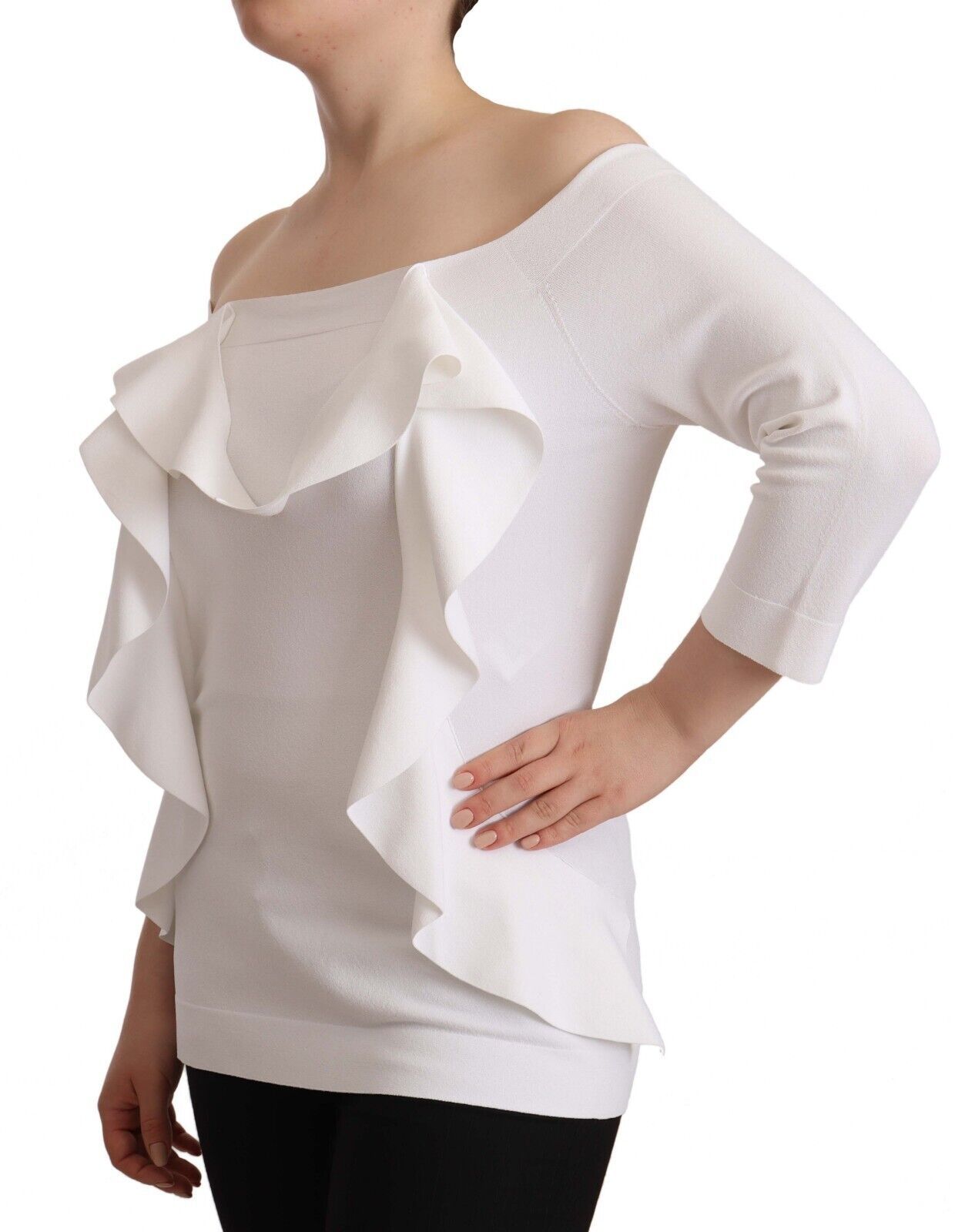 EXTERIOR White Long Sleeves Off Shoulder Women Top Blouse | Regal Royce
