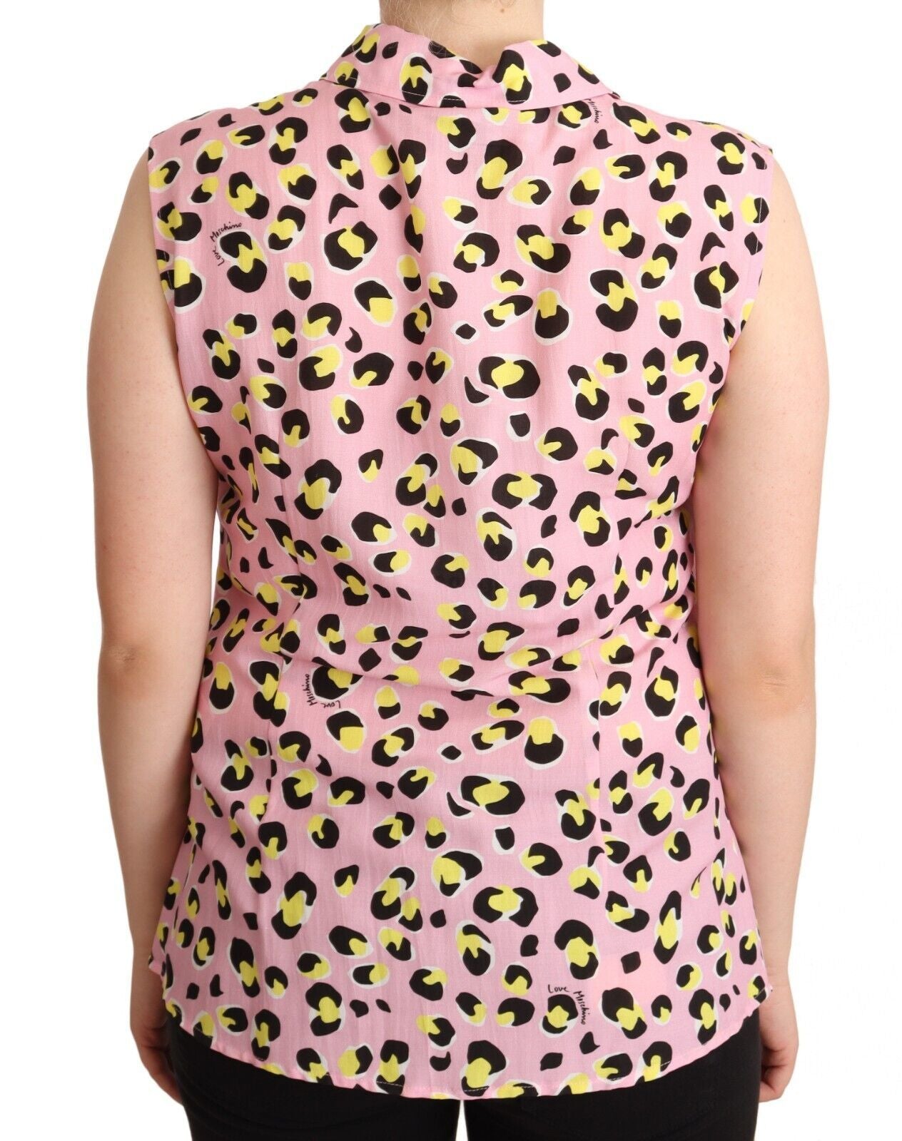 Love Moschino Pink Leopard Print Sleeveless Collared Polo Top | Regal Royce