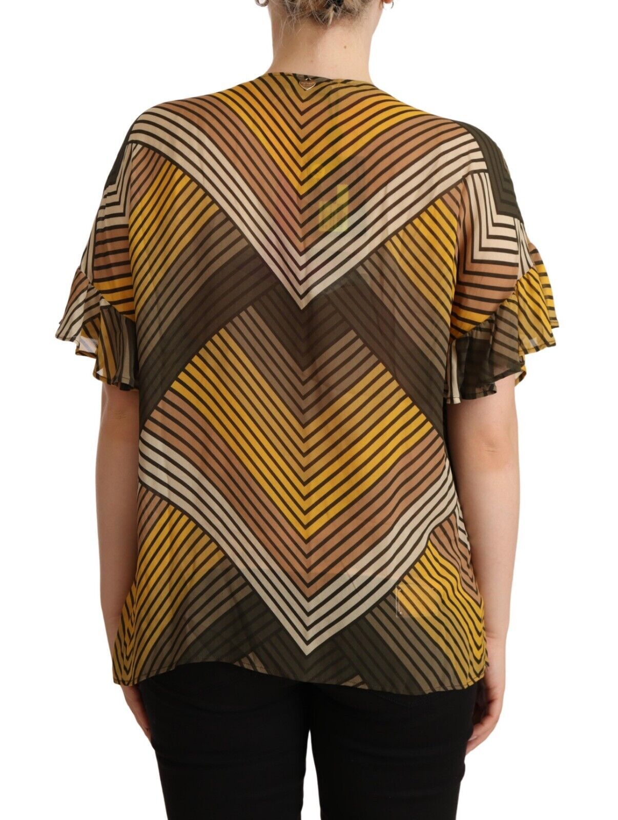 Twinset Multicolor Stripes Short Sleeves Round Neck Top Blouse | Regal Royce